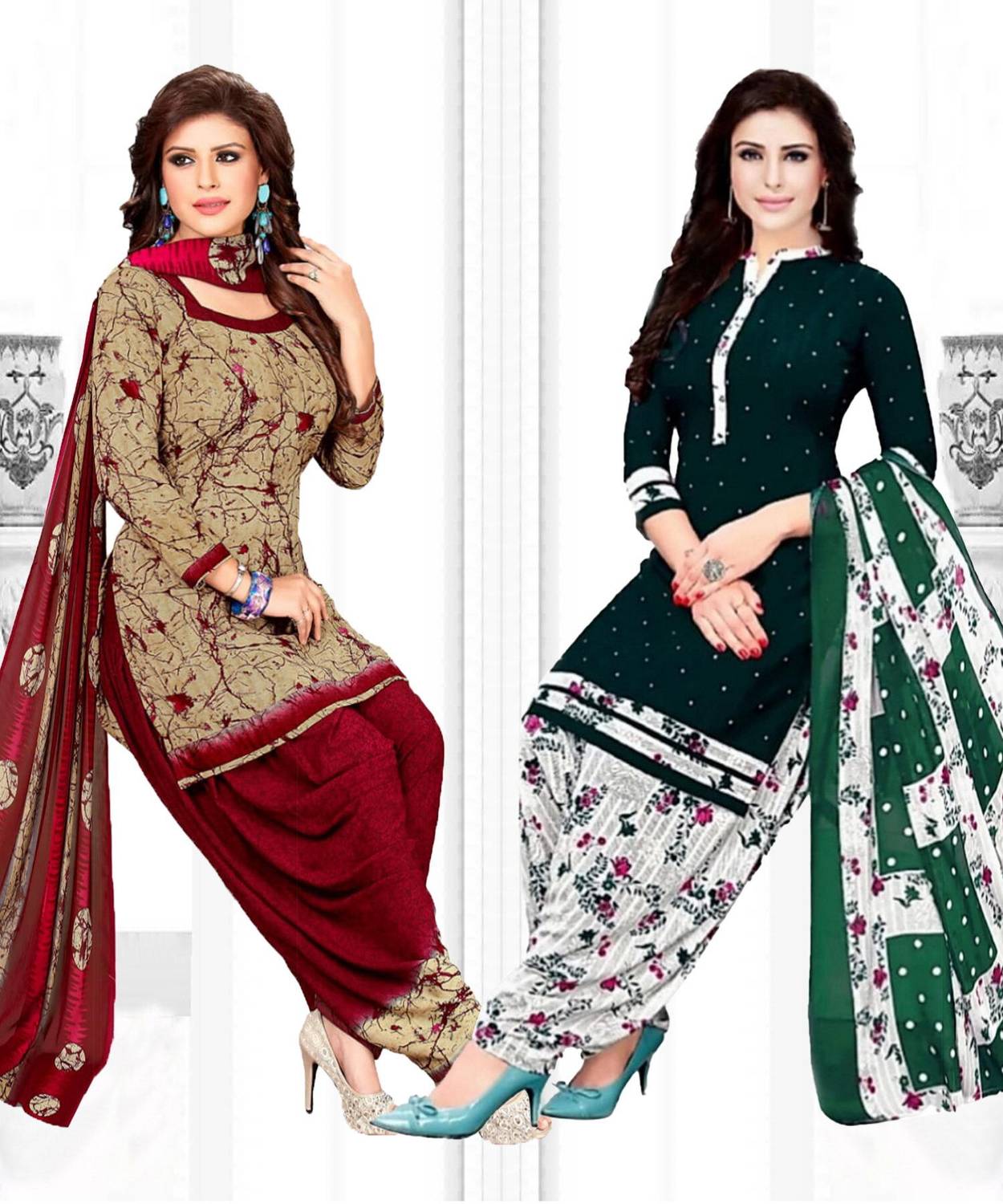 ANIRAV Crepe Solid, Printed, Geometric Print Salwar Suit Material