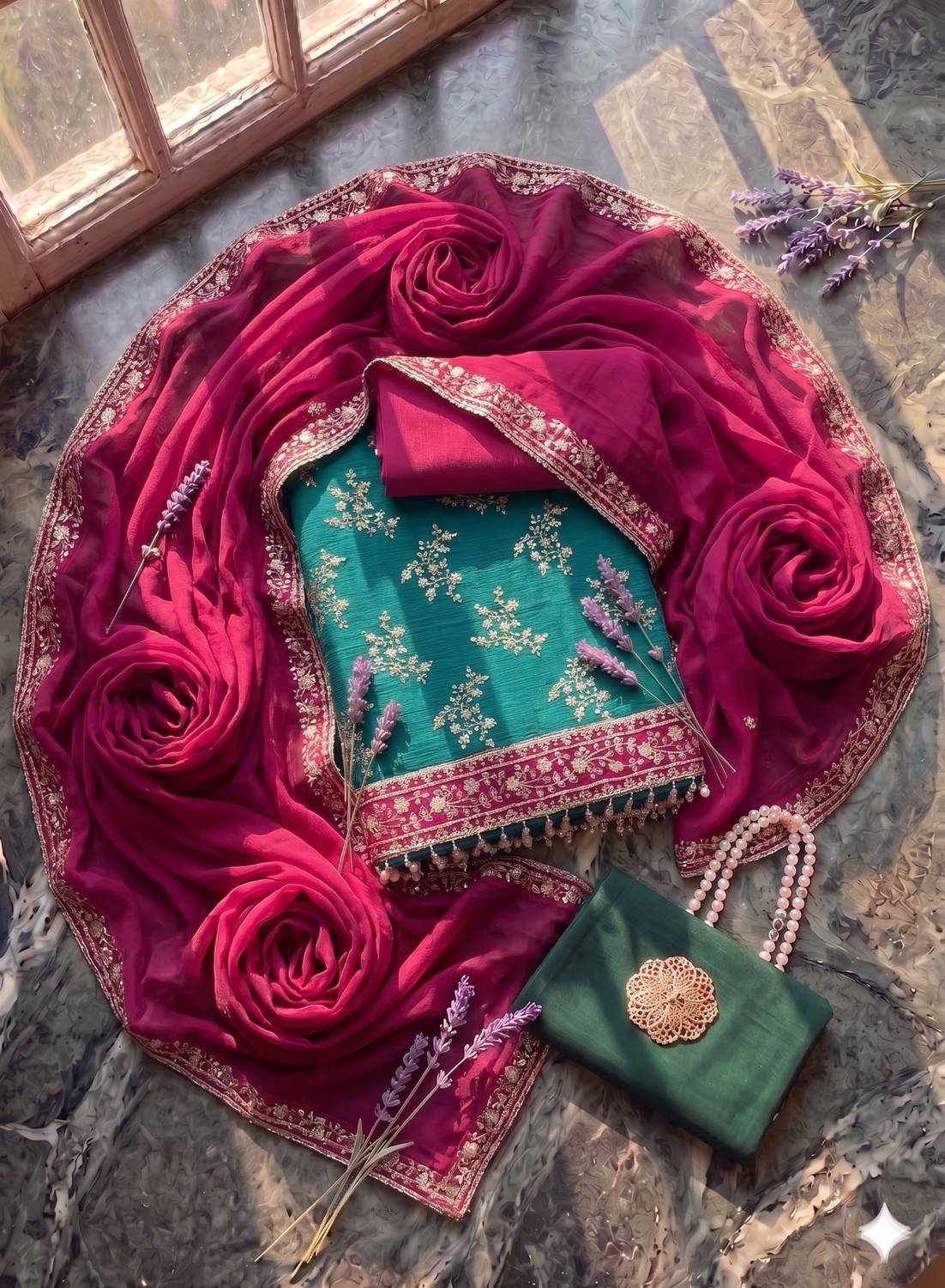 BlissFlair Georgette Embroidered Salwar Suit Material
