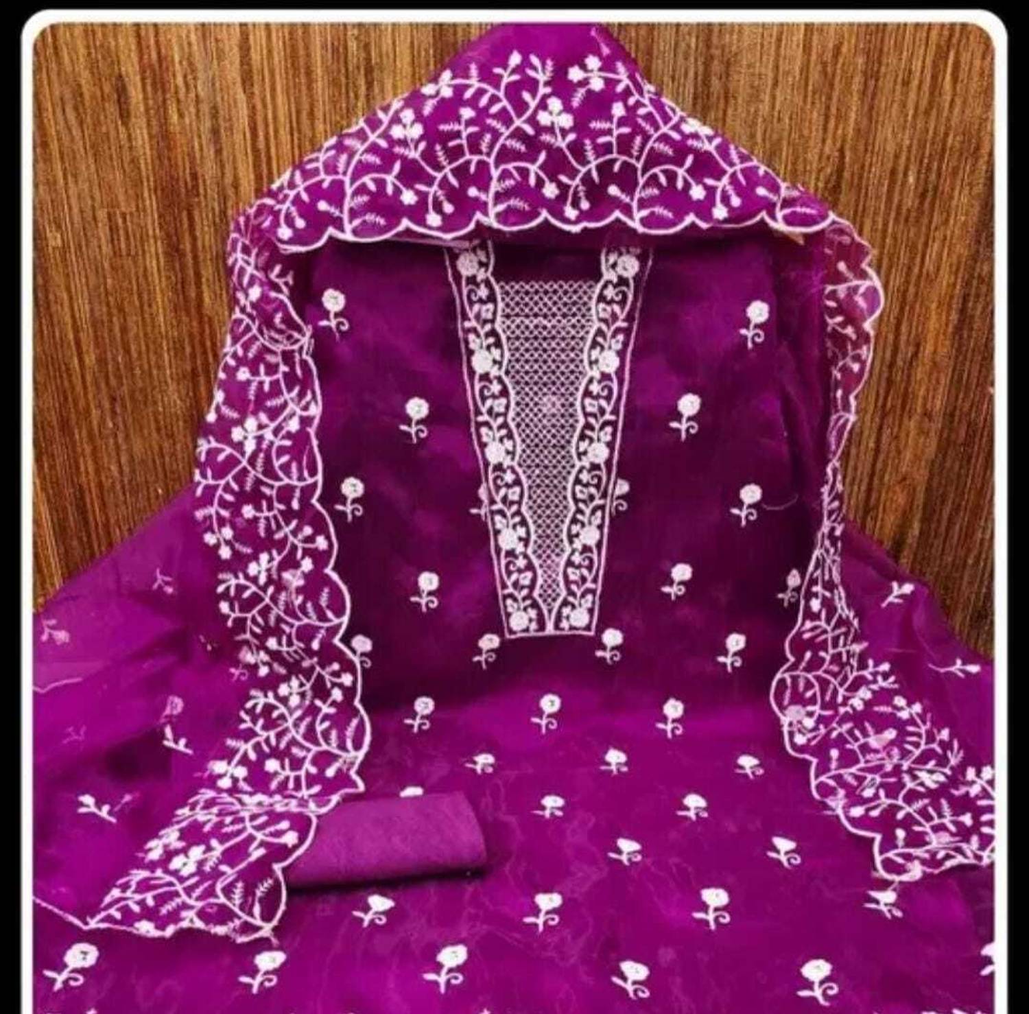 ALGAREE Organza Embroidered Salwar Suit Material
