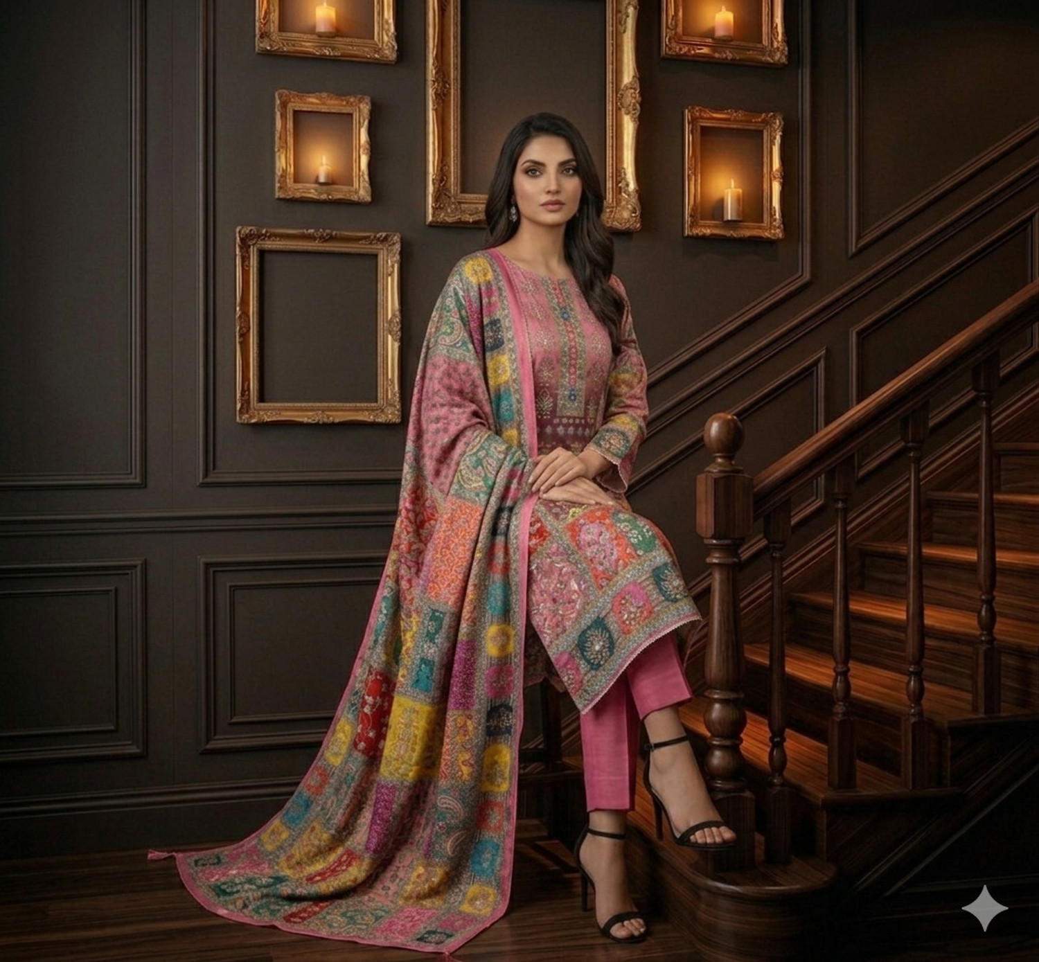 Image of TRISHA DESIGNER Pure Silk Printed Salwar Suit Material