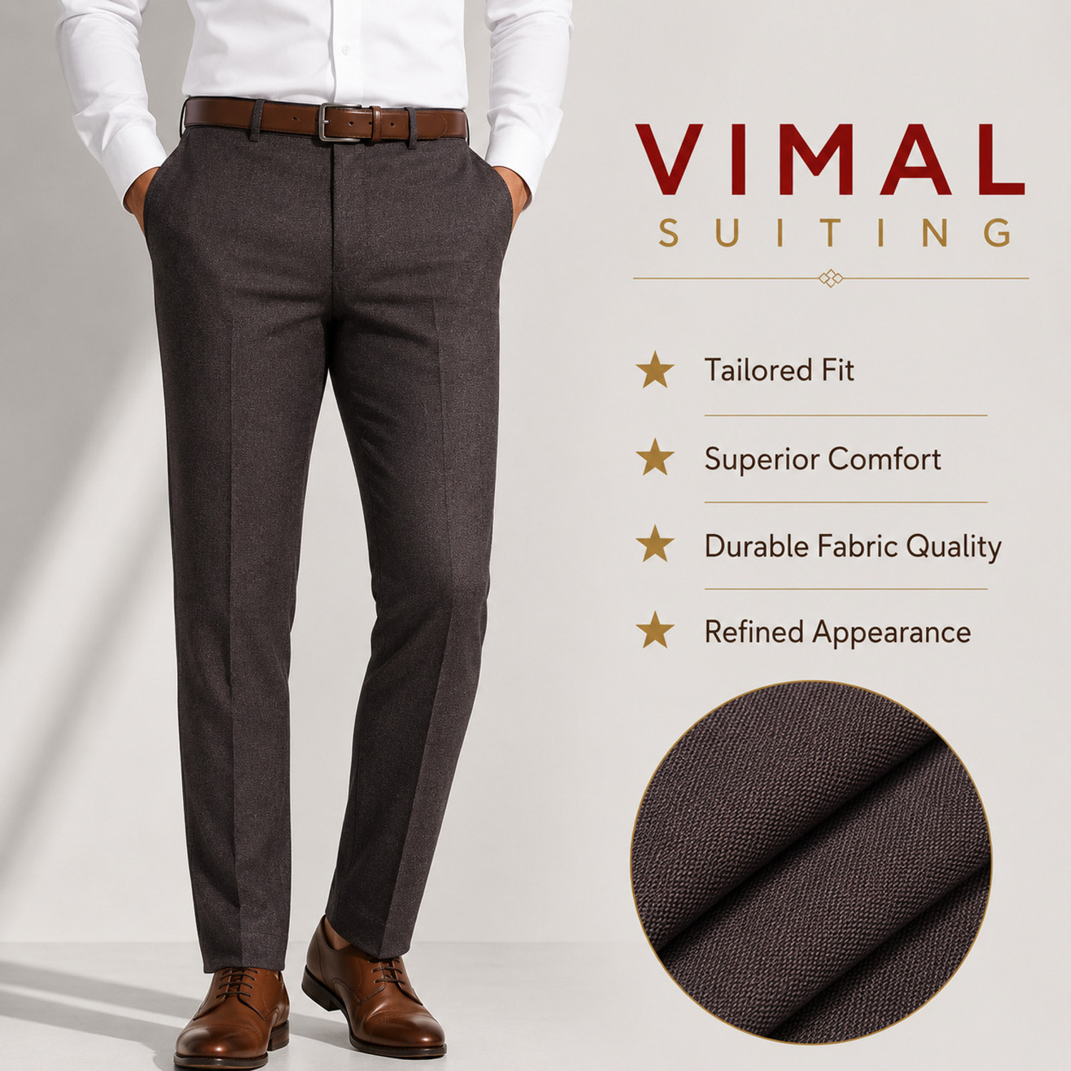 Image of VIMAL SUITING Polycotton Solid Trouser Fabric