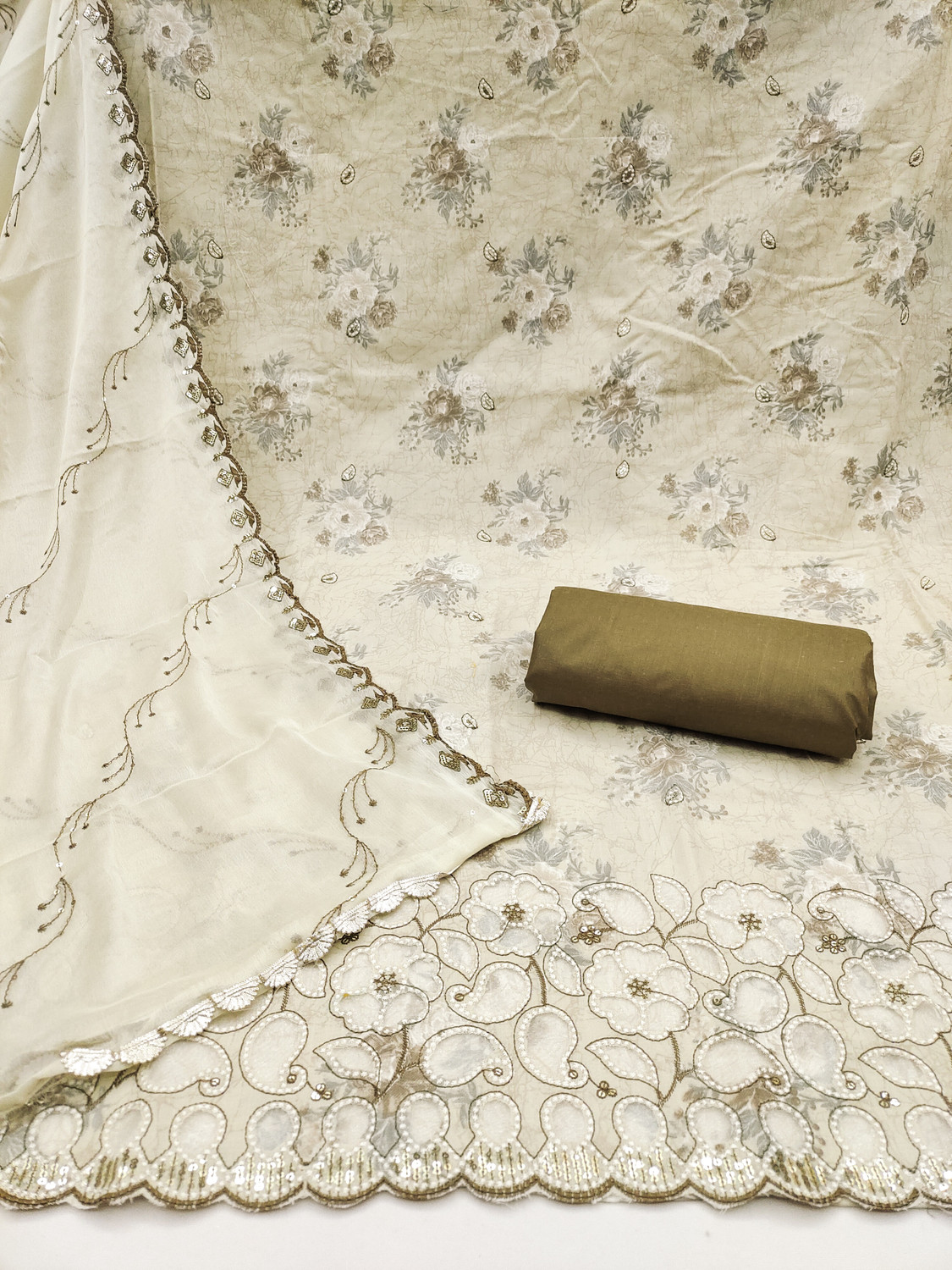 Image of ShopGlobal Chiffon Embroidered Salwar Suit Material
