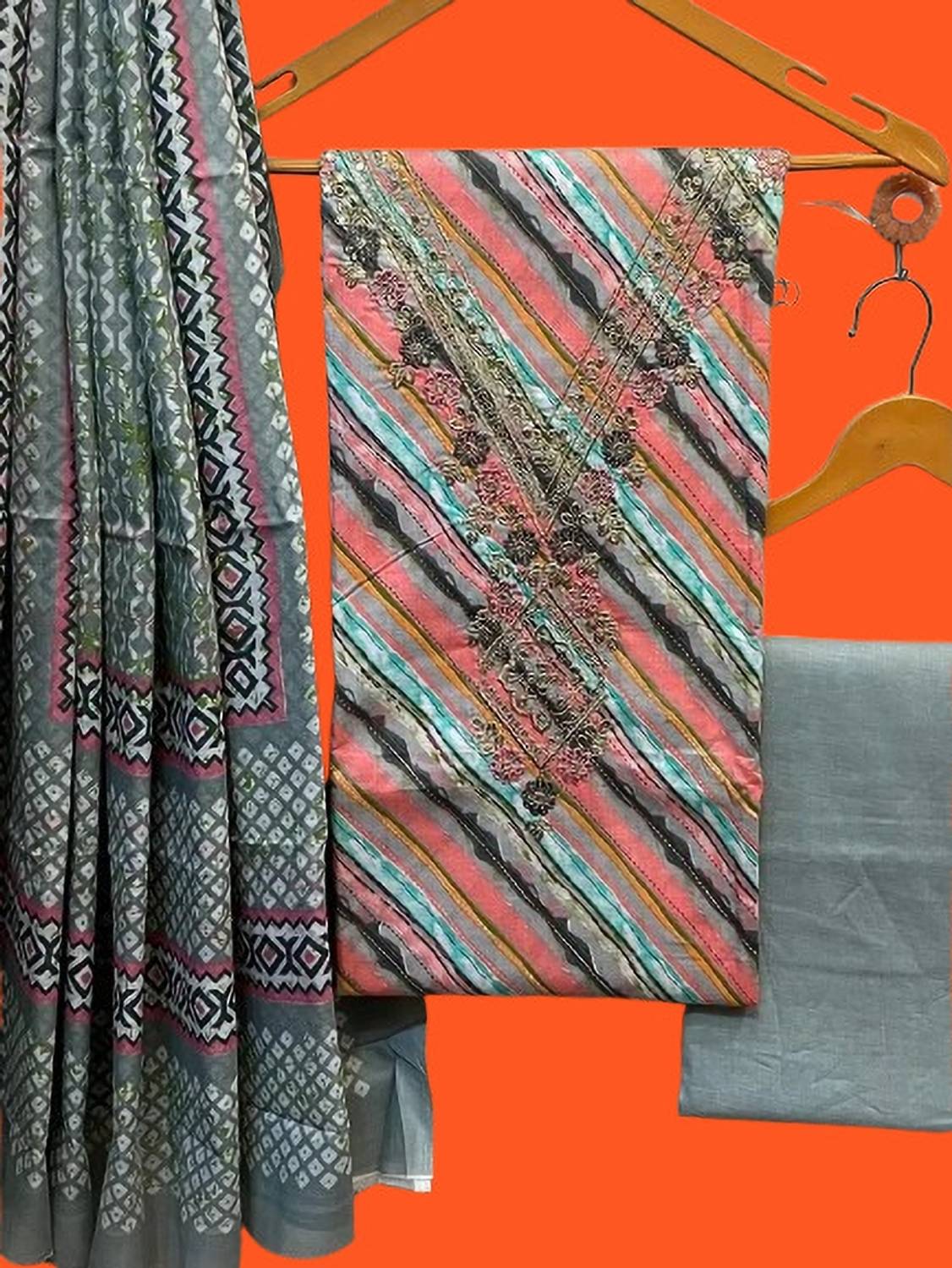krishna boutique Pure Cotton Embroidered Salwar Suit Material