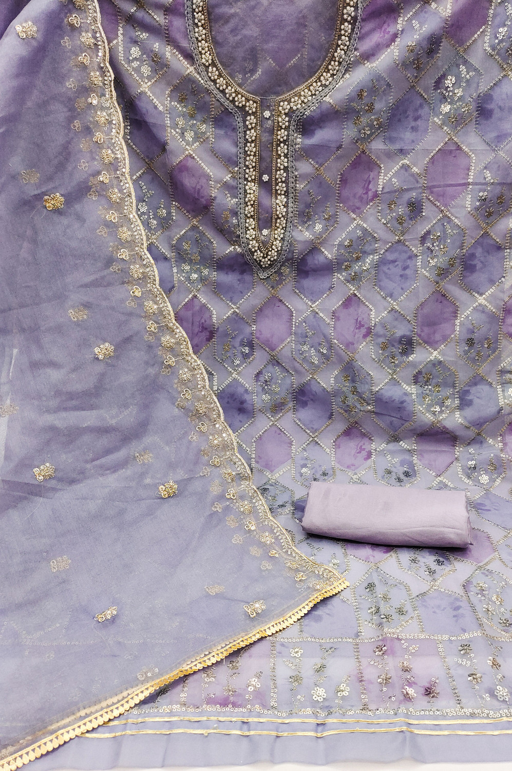 Image of manvaa Organza Embellished Salwar Suit Material