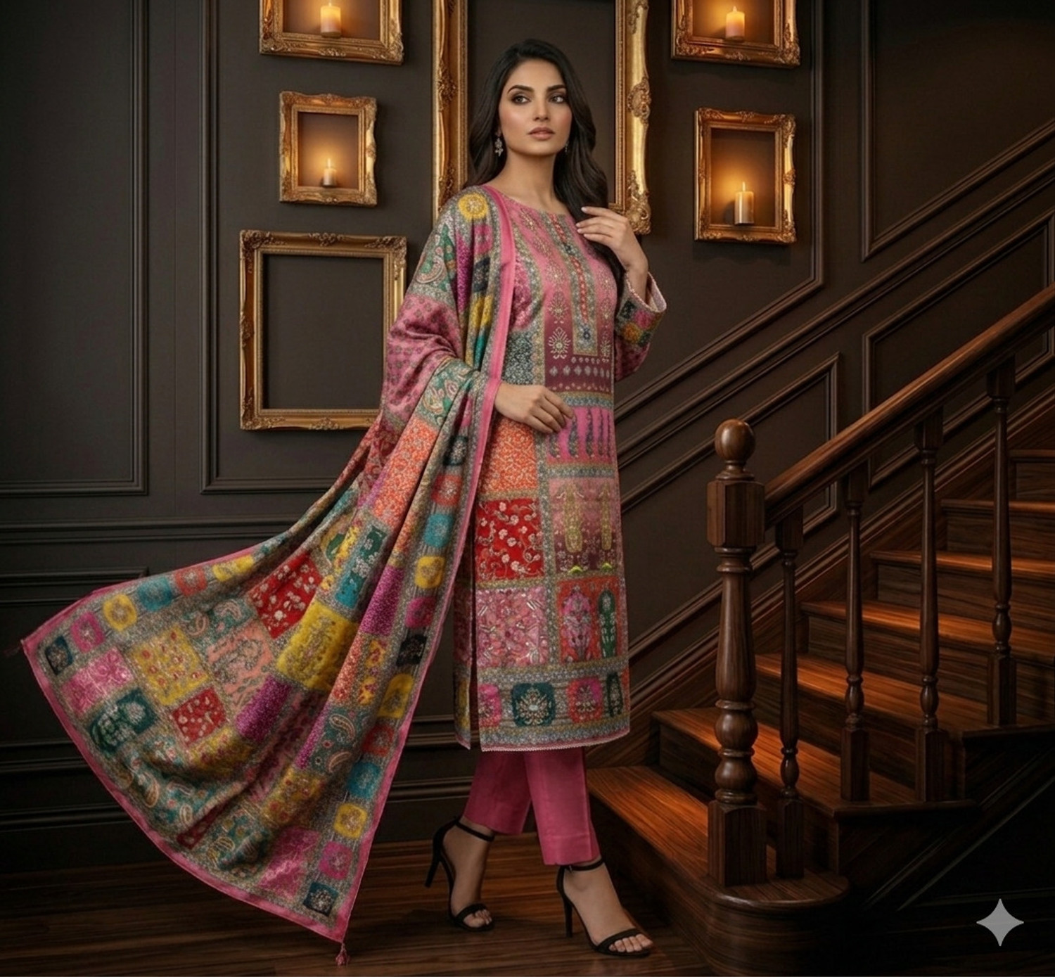 Image of TRISHA DESIGNER Pure Silk Printed Salwar Suit Material