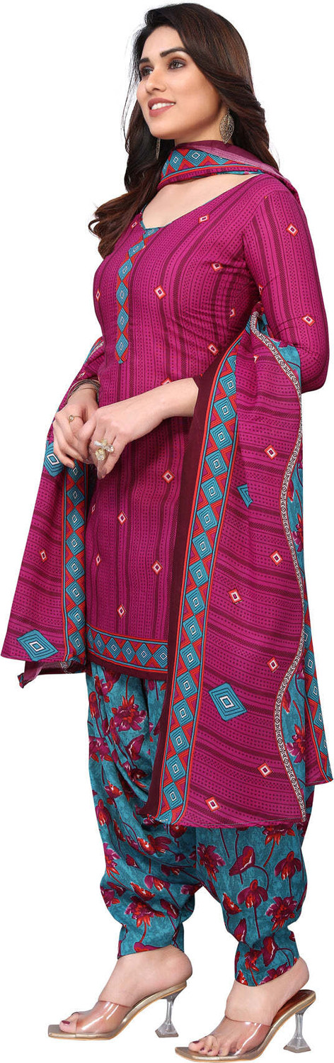 Image of Wonder Weave Cotton Blend Printed Salwar Suit Material