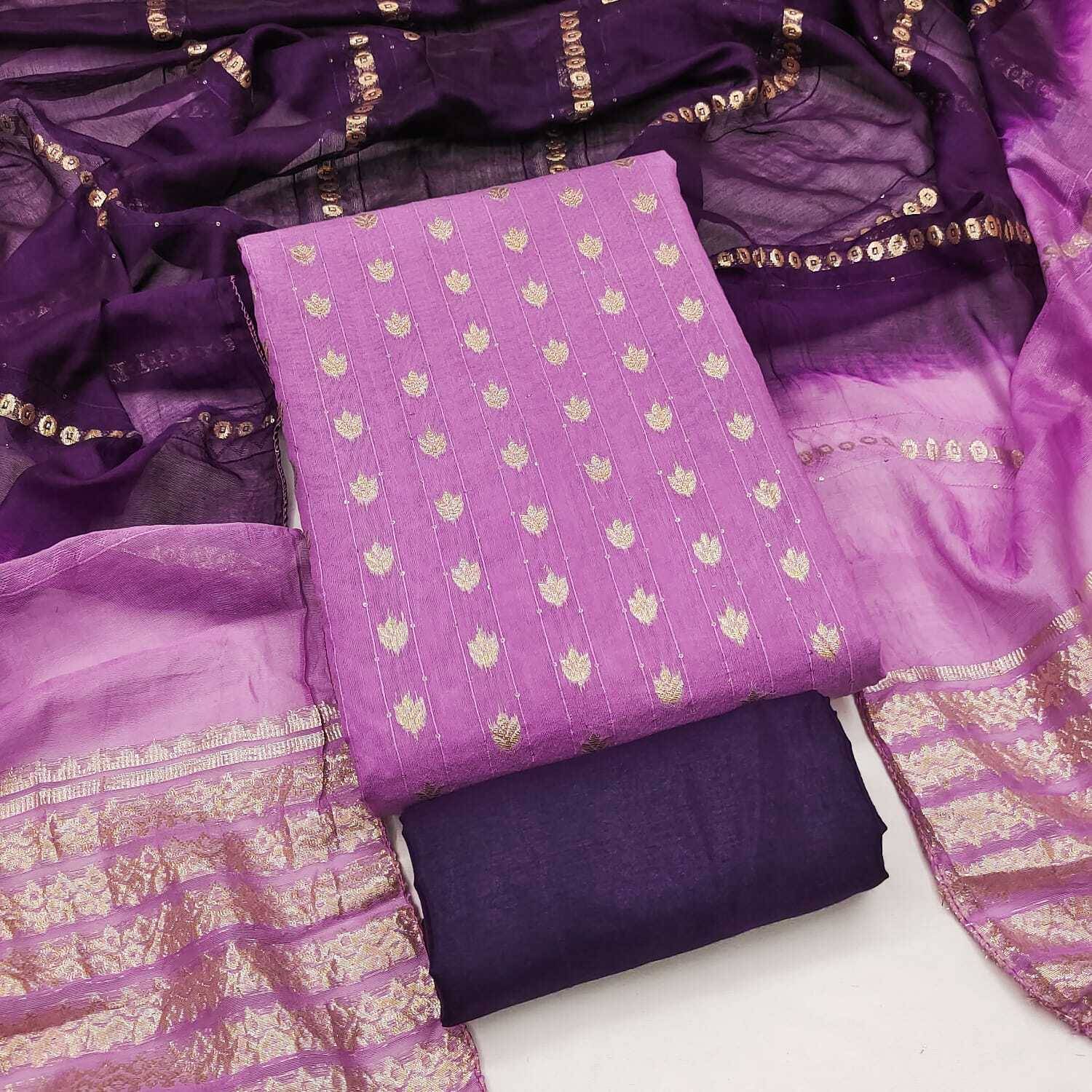 KURTAKULTURE Pure Silk Printed Salwar Suit Material