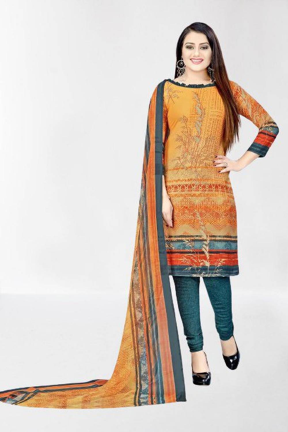 KURTAKULTURE Crepe Printed Salwar Suit Material