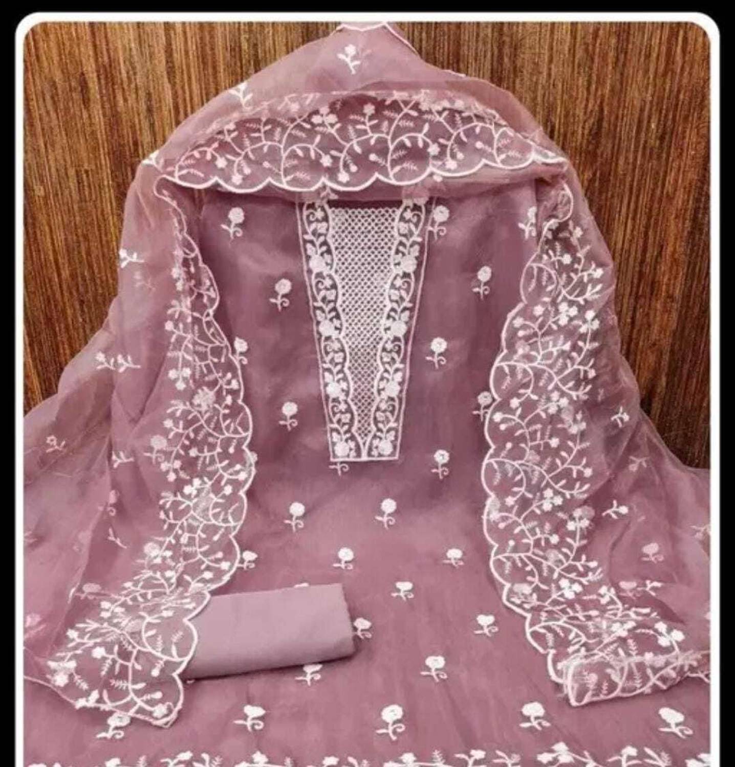 ALGAREE Organza Embroidered Salwar Suit Material