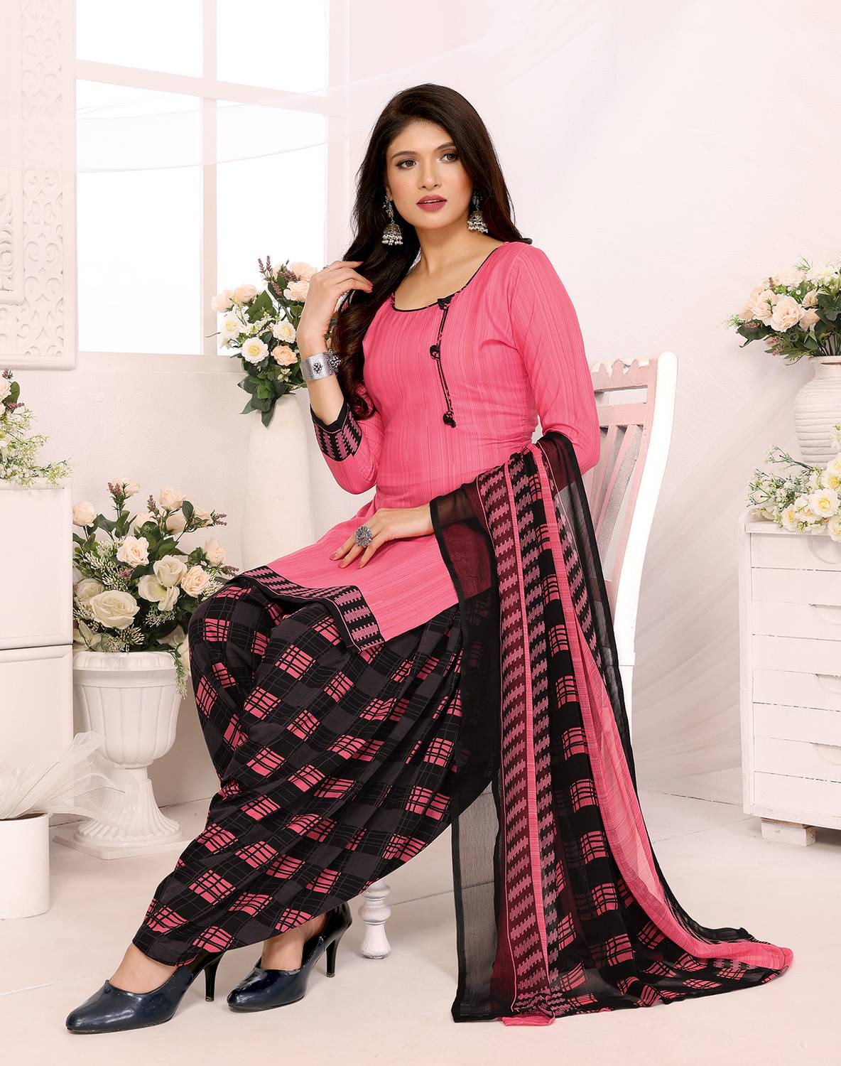 Aditi Fashion Crepe Solid, Floral Print, Printed, Geometric Print Salwar Suit Material