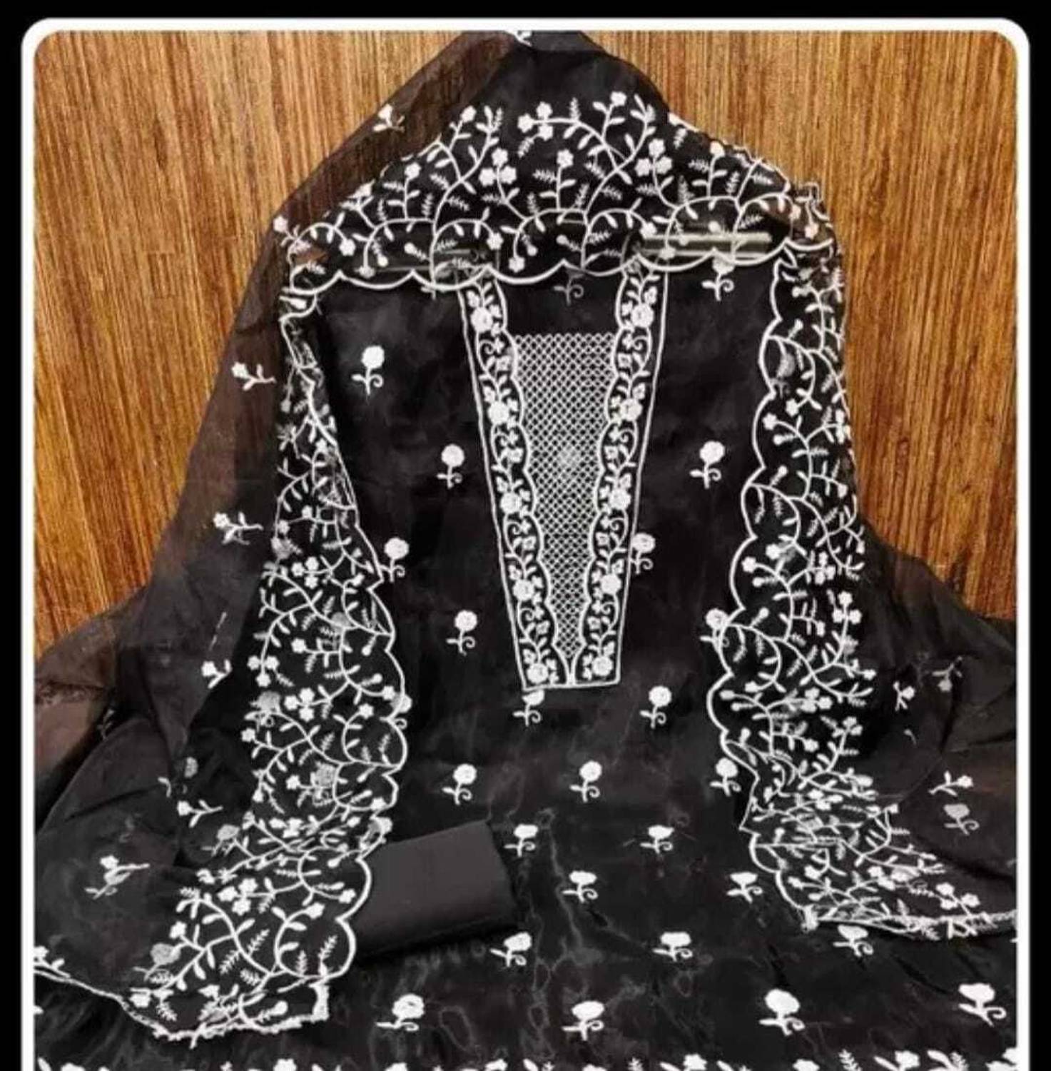 ALGAREE Organza Embroidered Salwar Suit Material