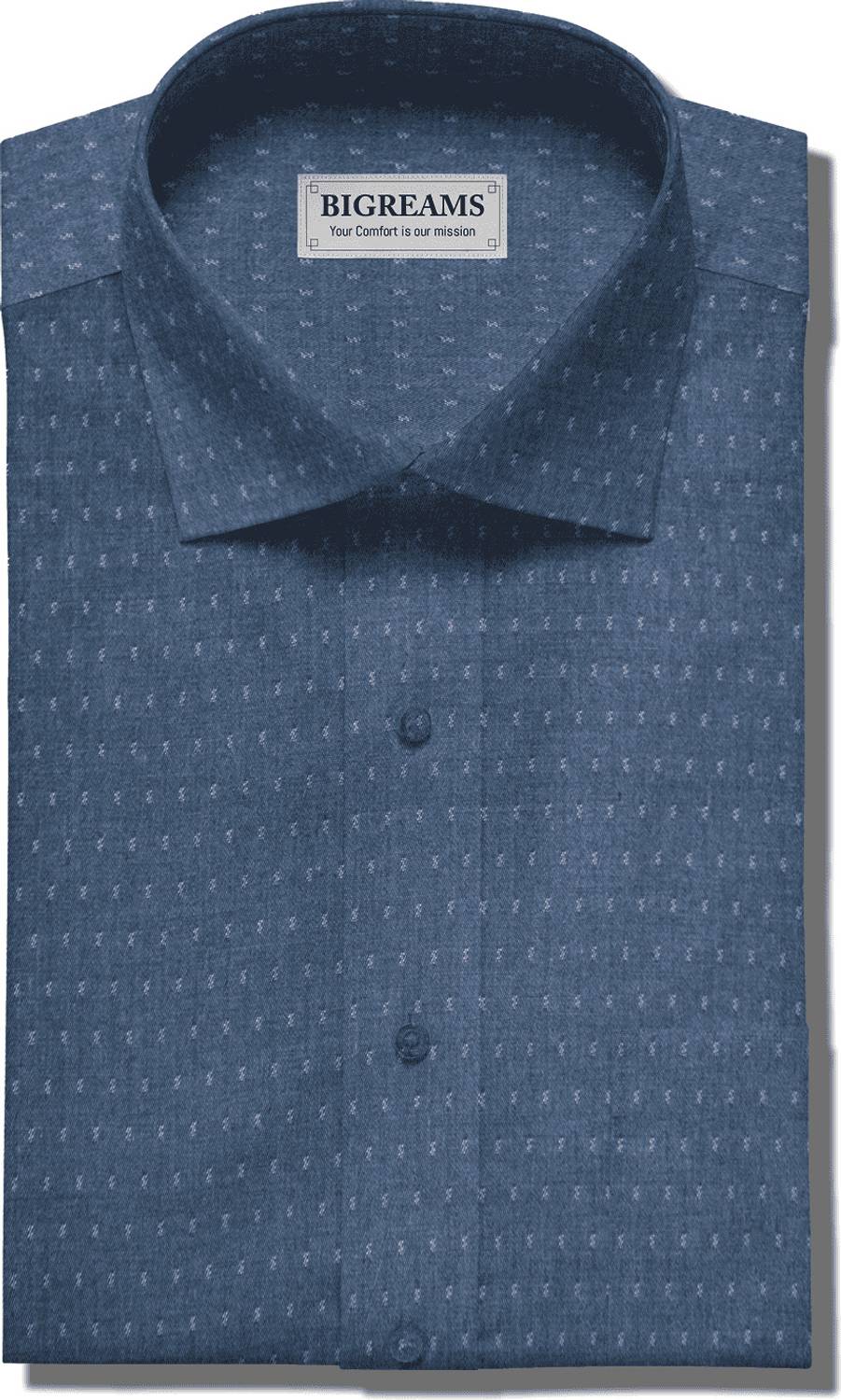 Bigreams Cotton Blend Self Design Shirt Fabric