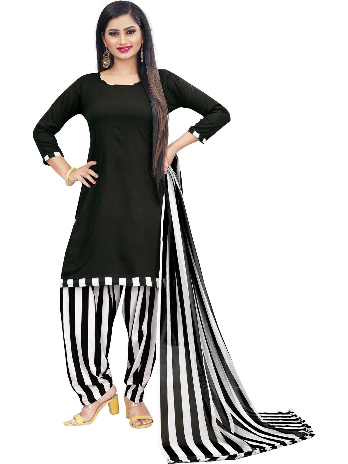 ANAND Crepe Striped Salwar Suit Material