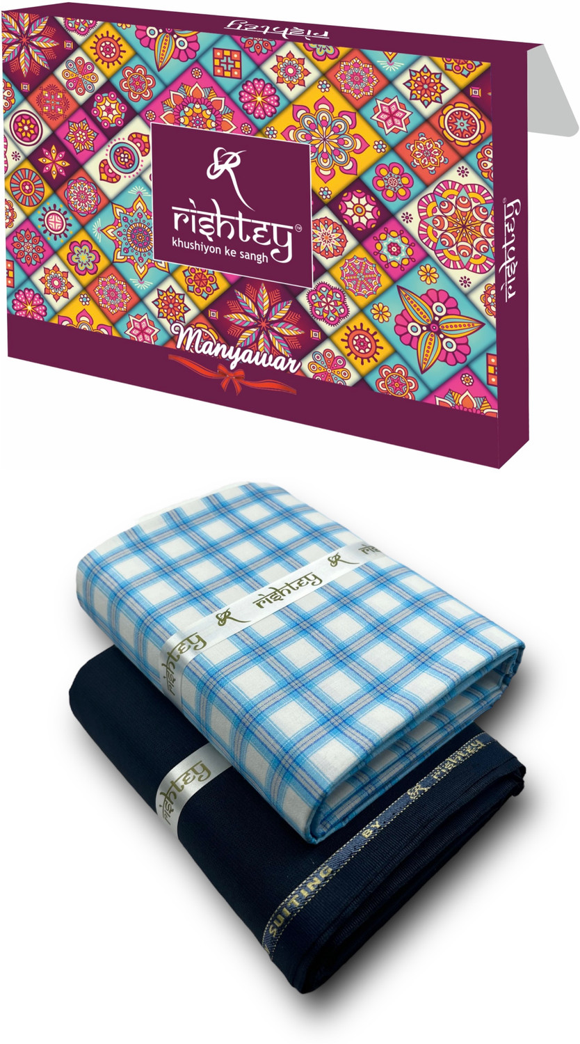 Image of Rishtey Cotton Blend Solid, Checkered Shirt & Trouser Fabric