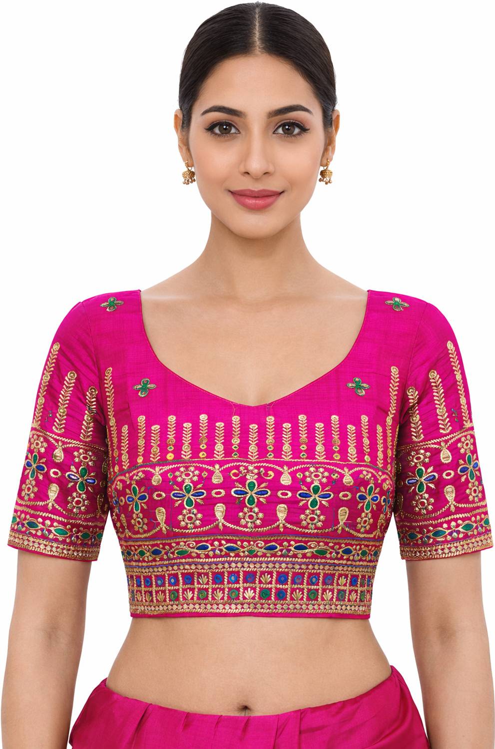 AAVIRA Cotton Blend Self Design Blouse Material
