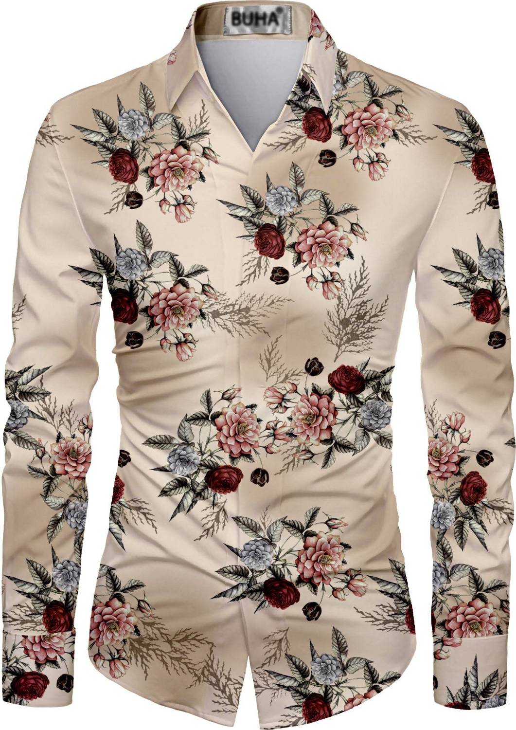 BuhaTrade Polycotton Floral Print Shirt Fabric