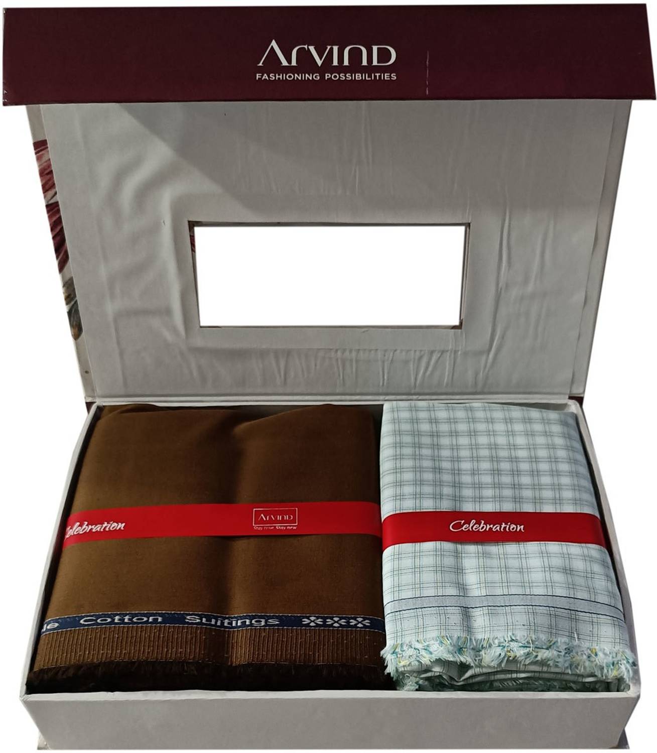 Arvind Cotton Blend Checkered Shirt & Trouser Fabric