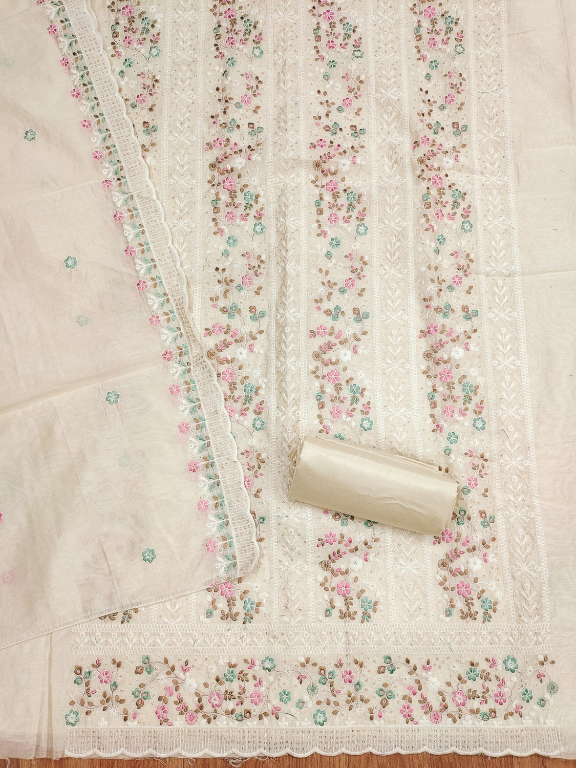 Image of Divastri Unstitched Chanderi Salwar Suit Material Embroidered, Embellished