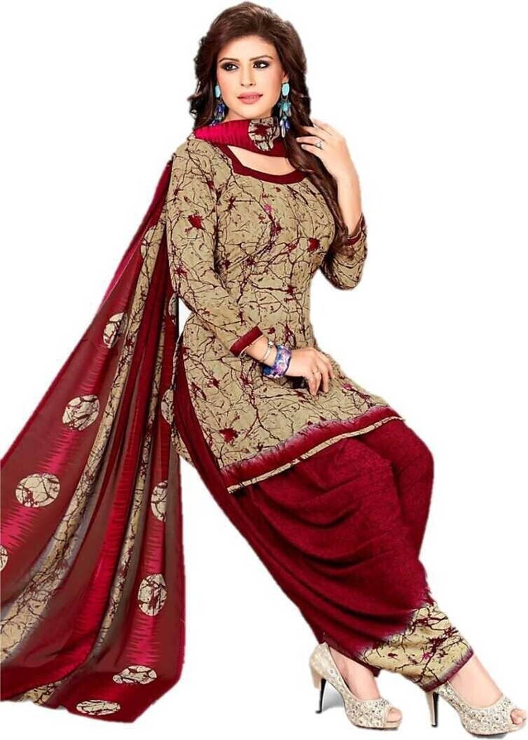 The Aumki Crepe Printed Salwar Suit Material