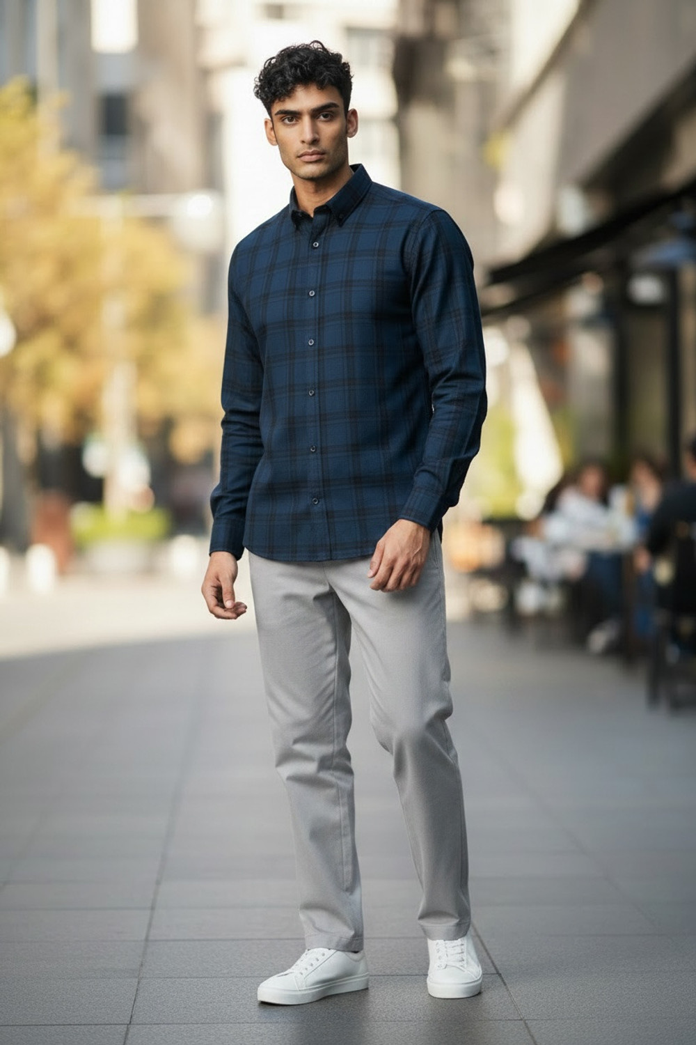 Image of JHABAK'S Unstitched Cotton Blend Shirt Fabric Checkered