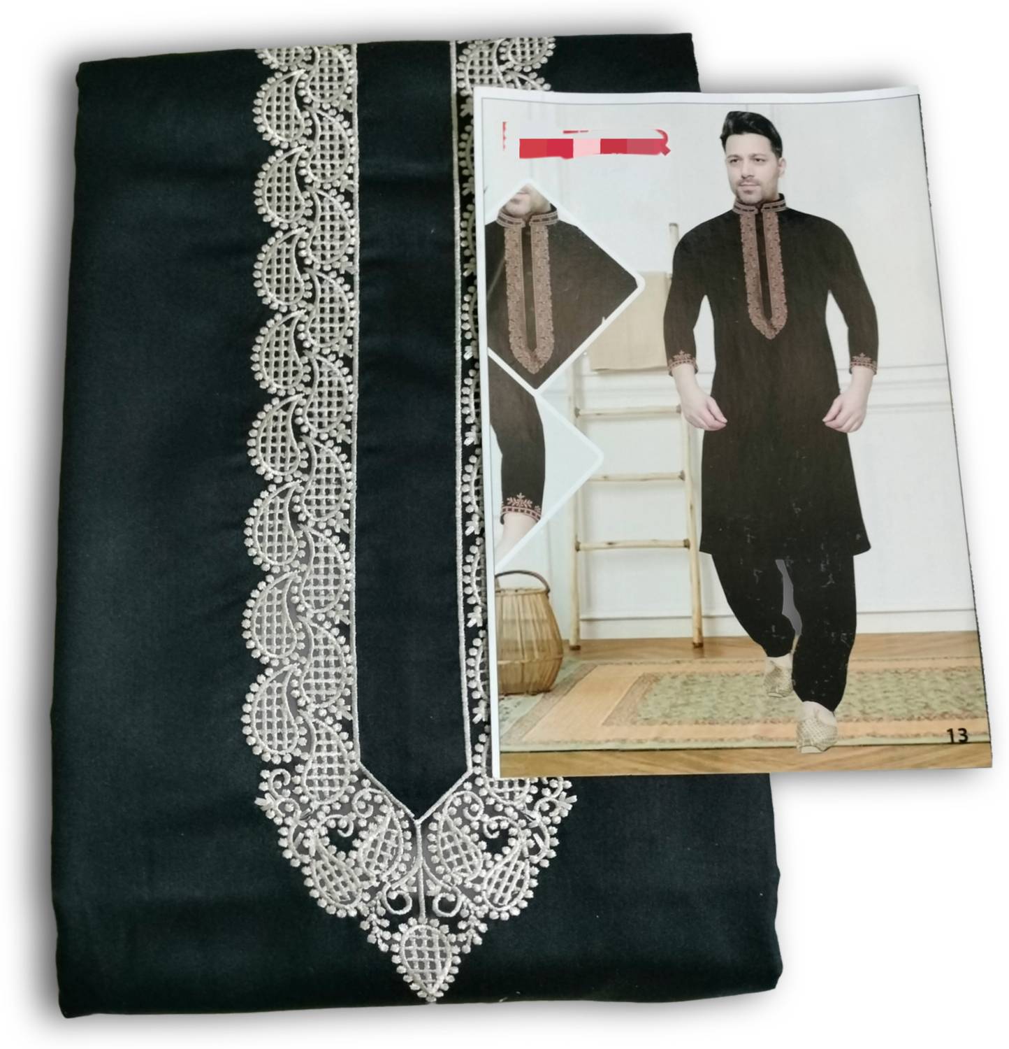 AL AHAD Cotton Blend Embroidered Kurta Fabric
