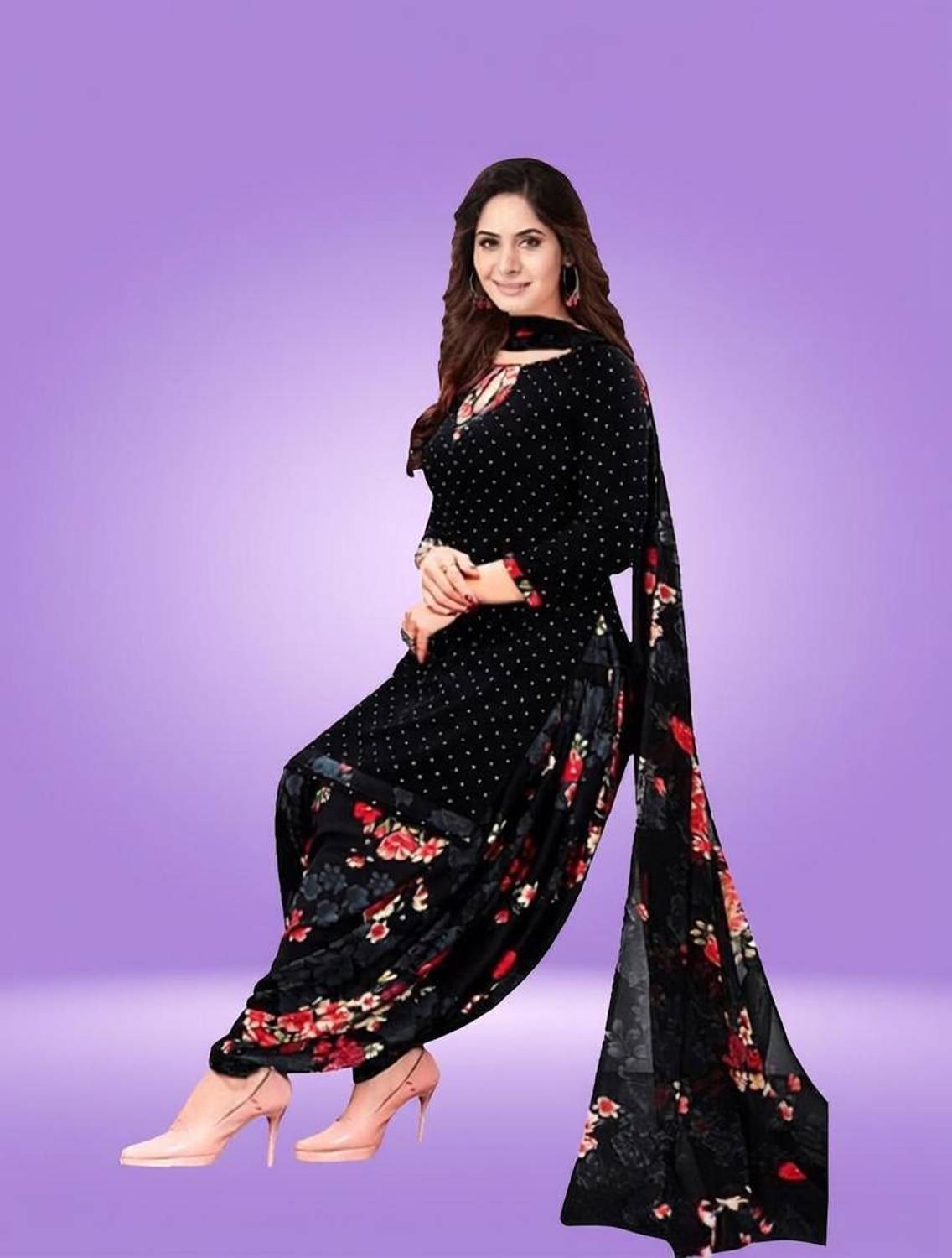 Krishani Creation Crepe Floral Print Salwar Suit Material