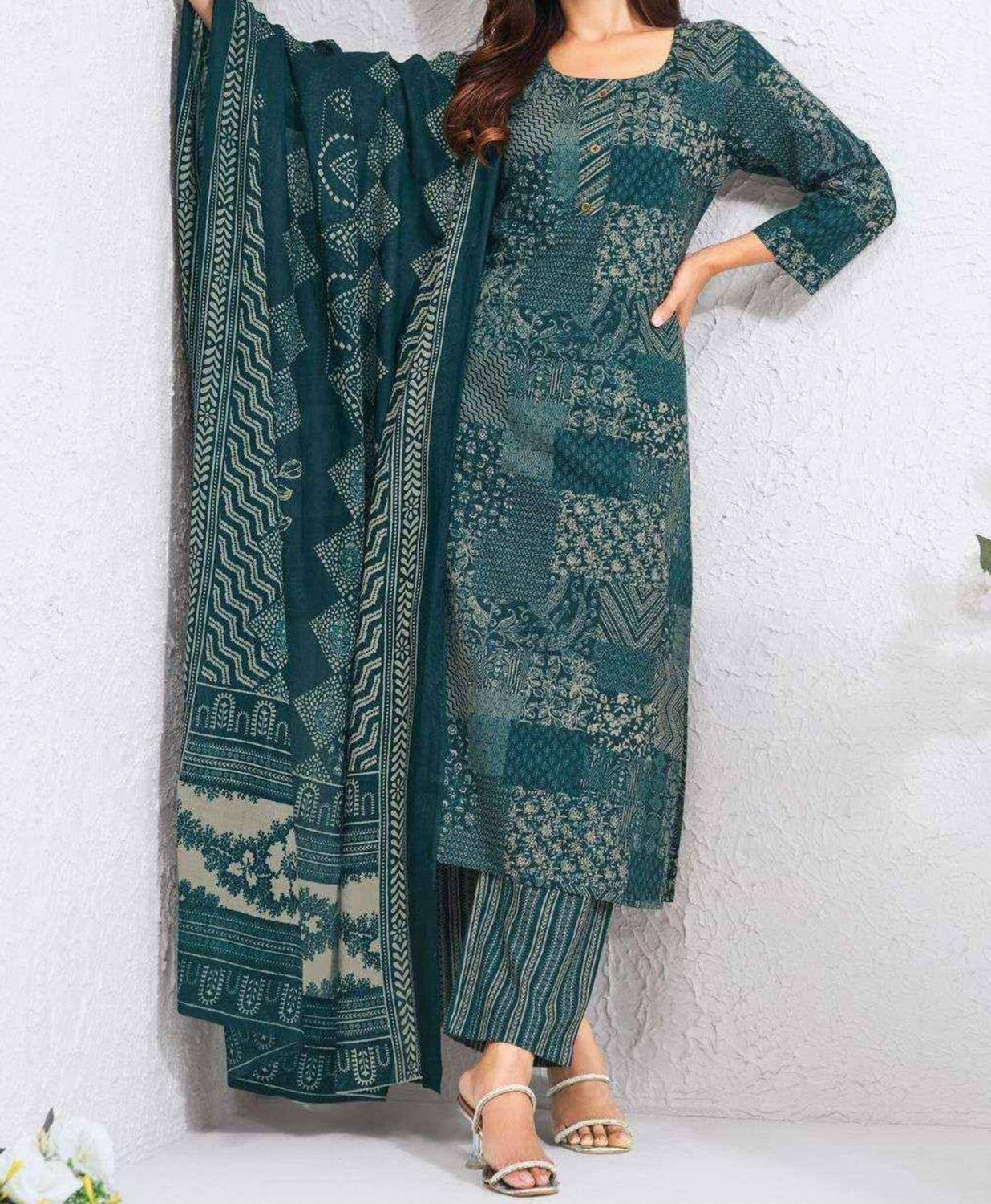 Caoimhe Crepe Floral Print Kurta & Patiyala Material