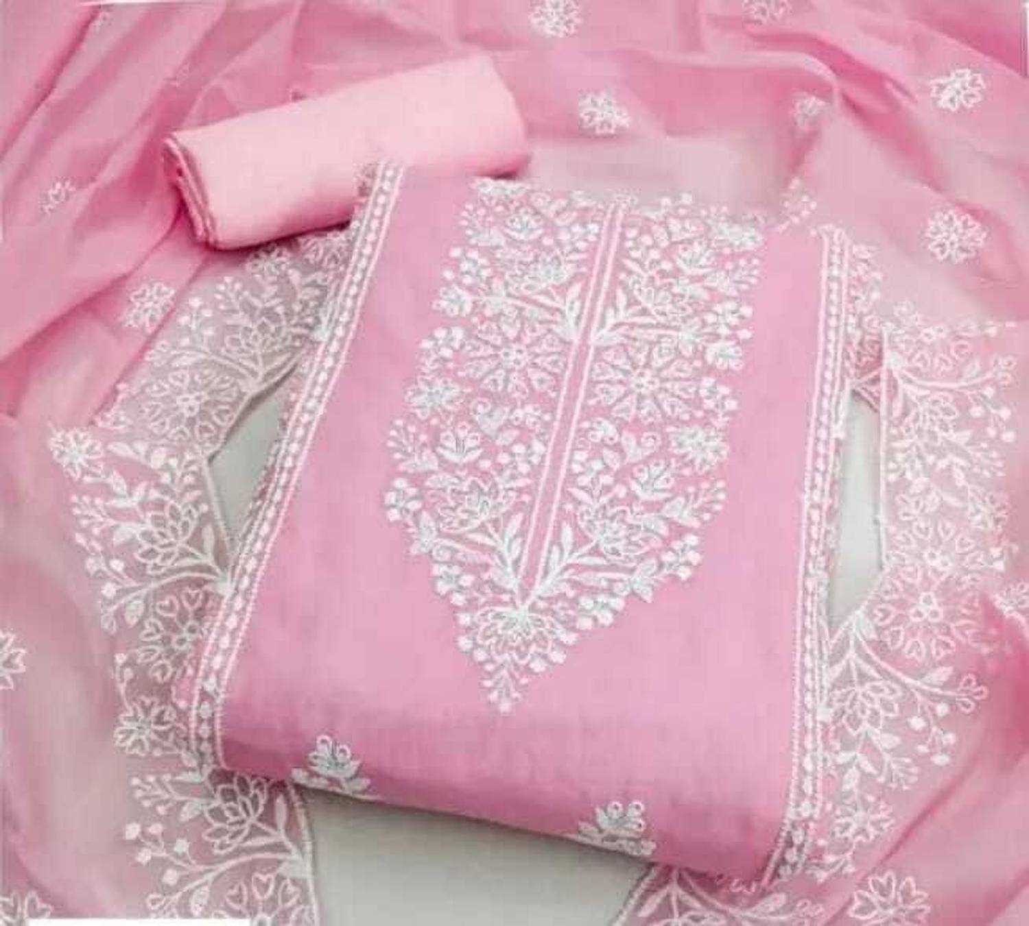 BlissFlair Chanderi Embroidered Salwar Suit Material