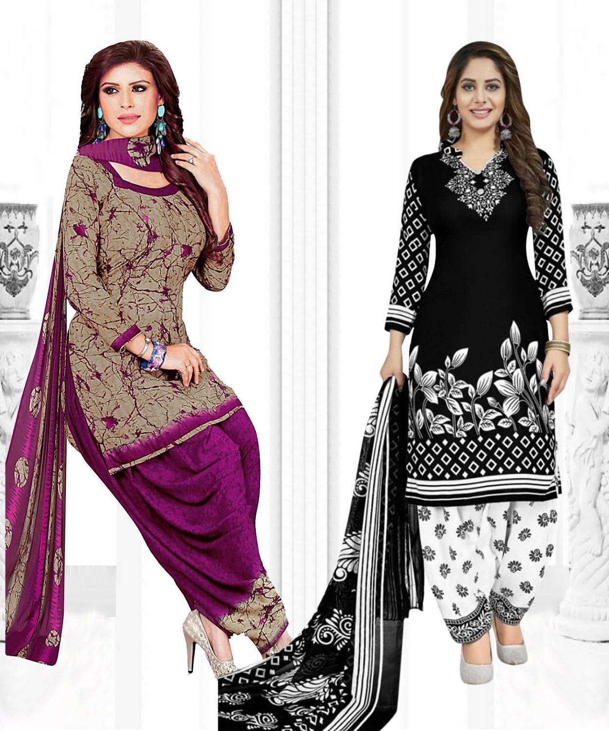 ANIRAV Crepe Polka Print Salwar Suit Material