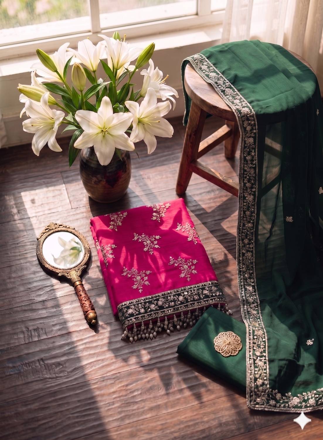 BlissFlair Georgette Embroidered Salwar Suit Material