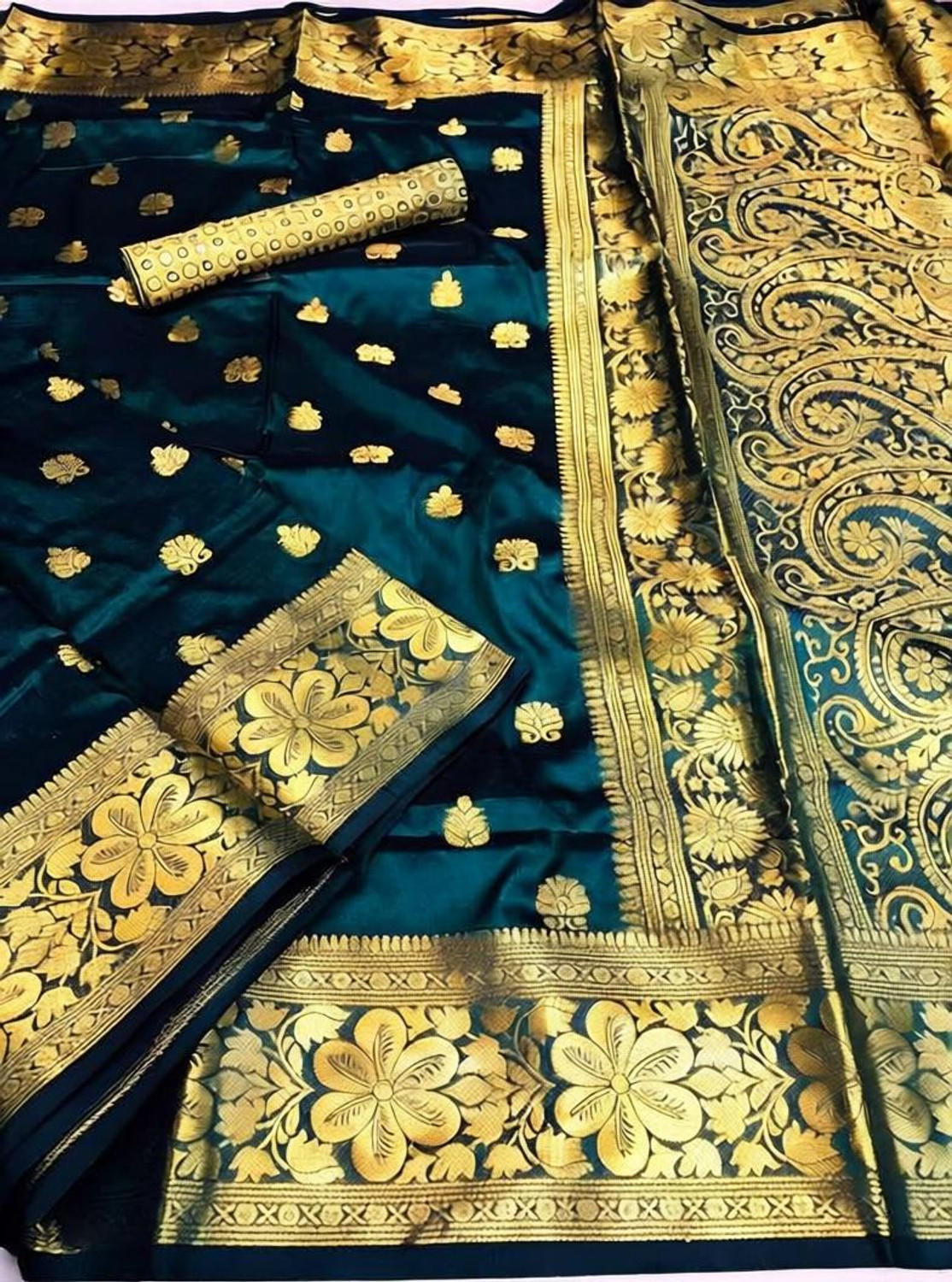 Image of PRIHAL ART Unstitched Art Silk Kurta & Churidar Material Self Design