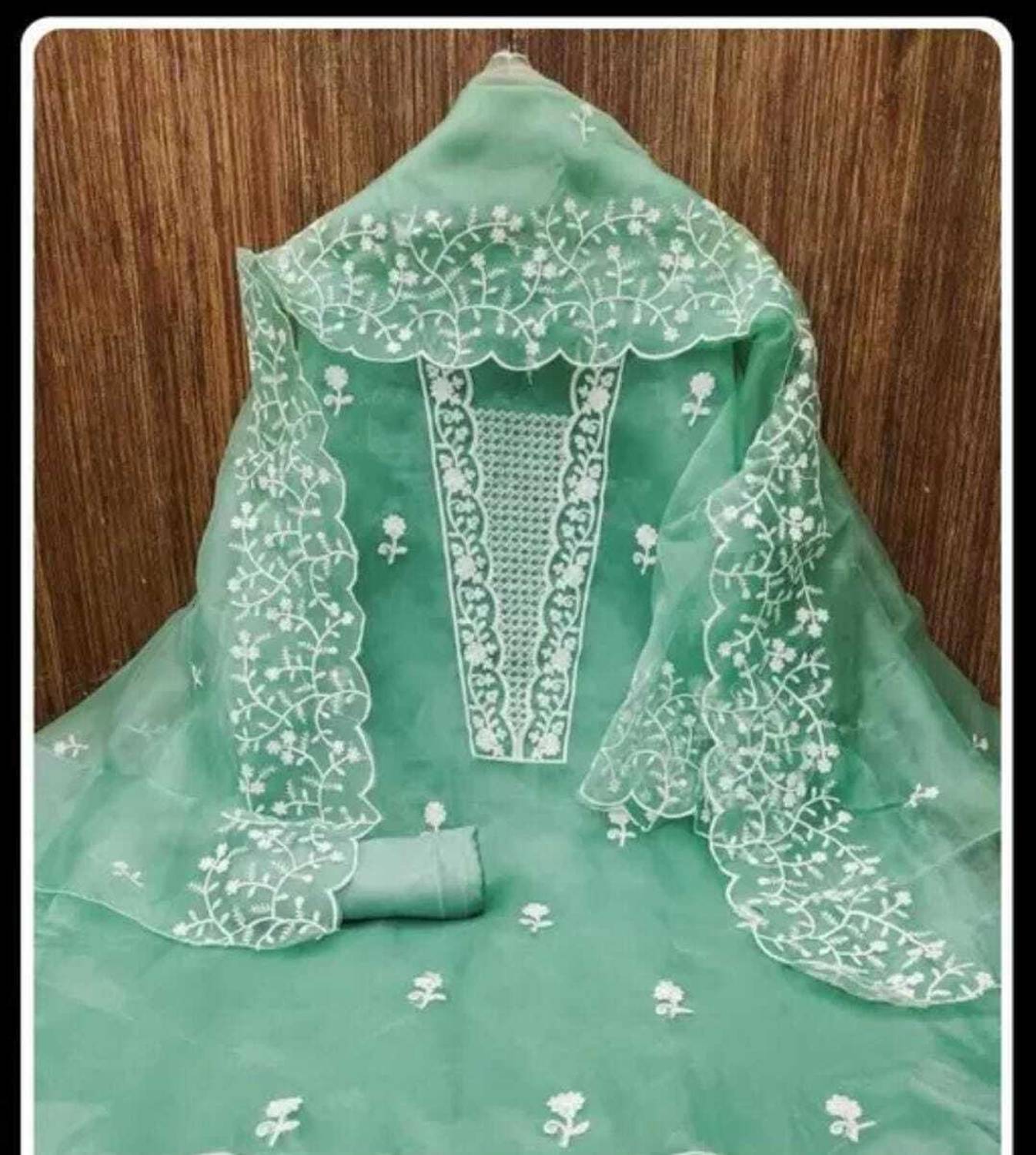 ALGAREE Organza Embroidered Salwar Suit Material