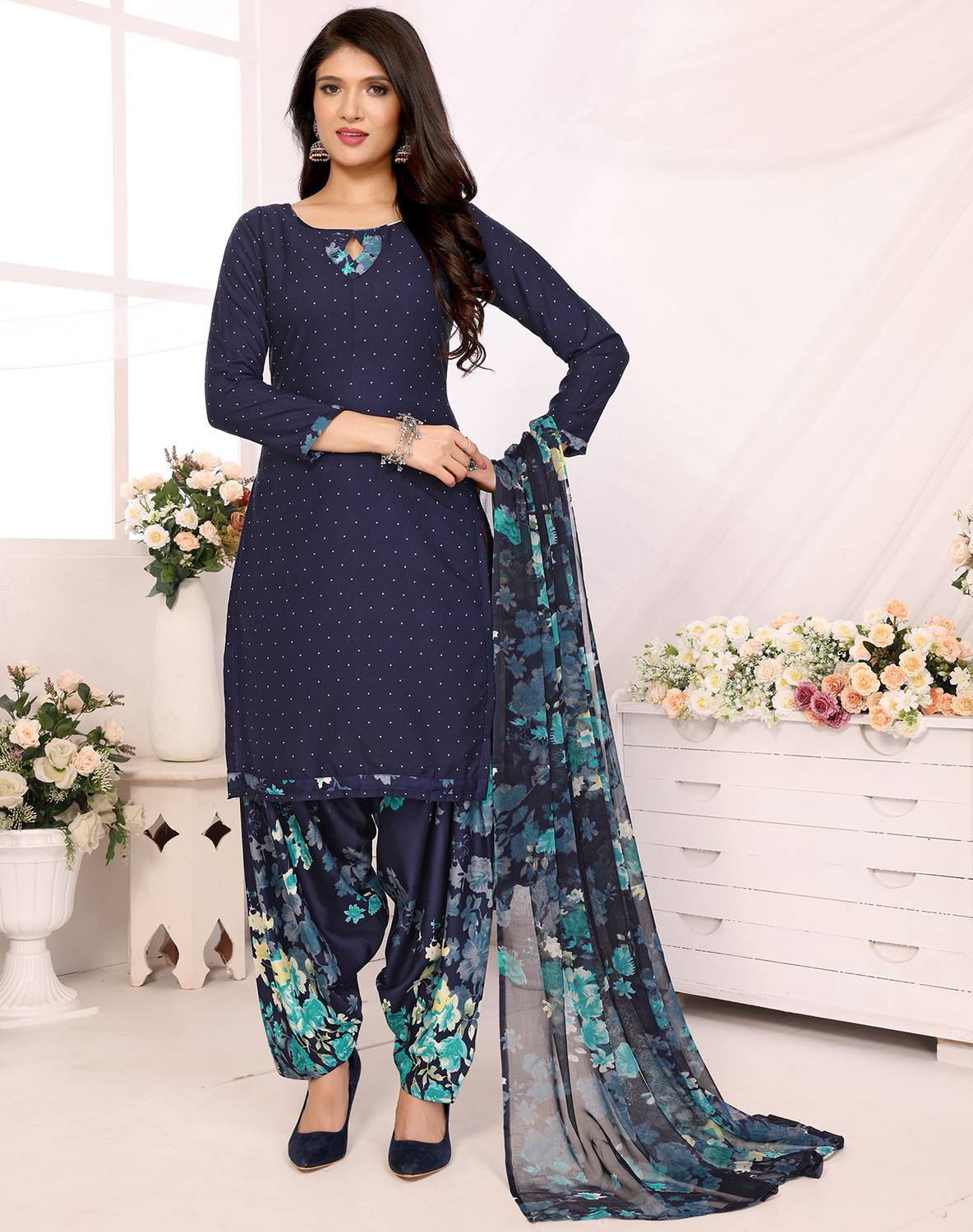 Aagam Crepe Printed Salwar Suit Material