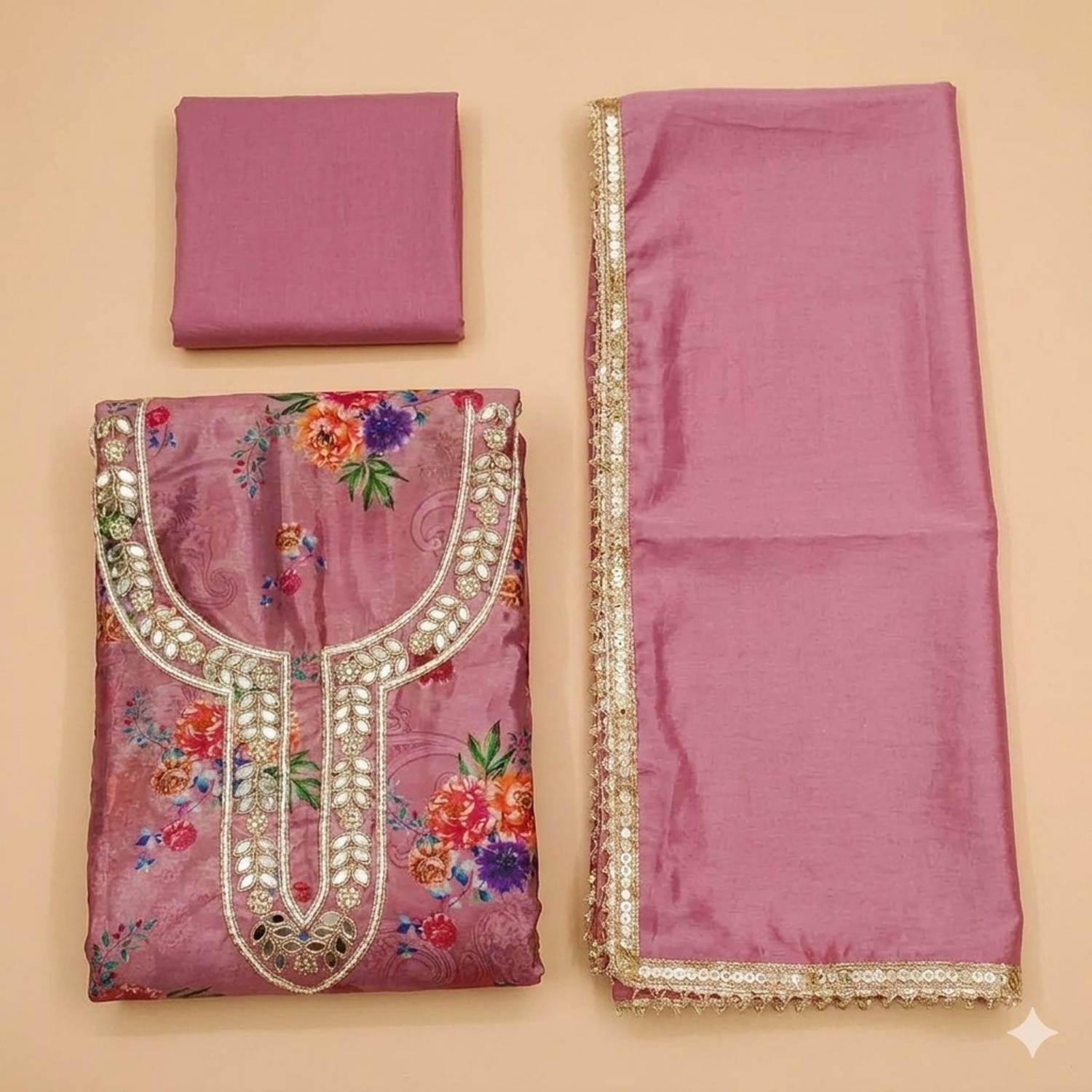 Vastarafabs Georgette Embroidered Salwar and Dupatta Material