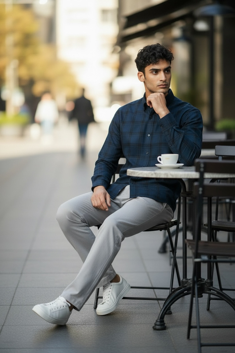 Image of JHABAK'S Unstitched Cotton Blend Shirt Fabric Checkered
