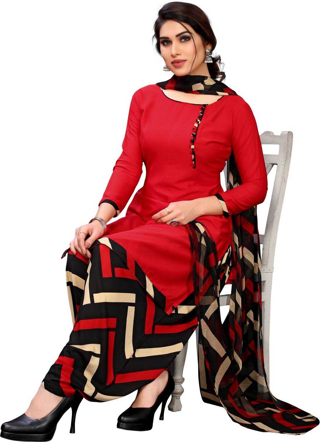 ANJAVI FASHION Crepe Printed Salwar Suit Material