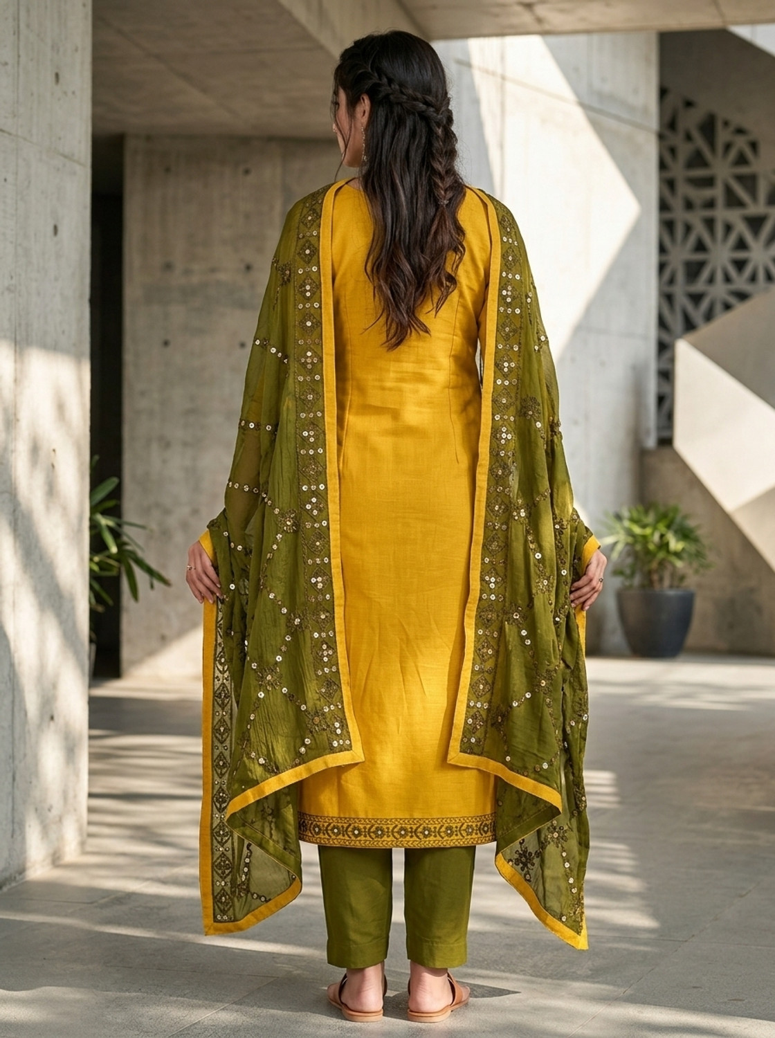 Image of SANGANEE FASHION Cotton Blend Embroidered Kurta & Churidar Material