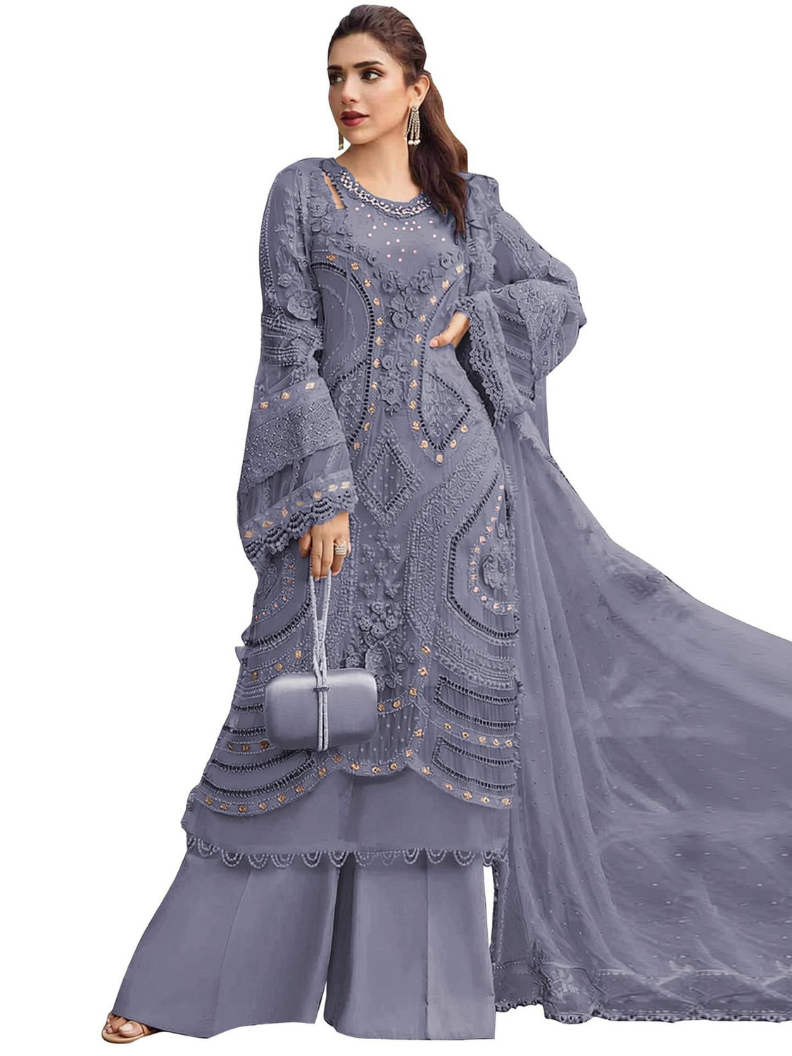 Image of IYALAFAB Georgette Embroidered Salwar Suit Material