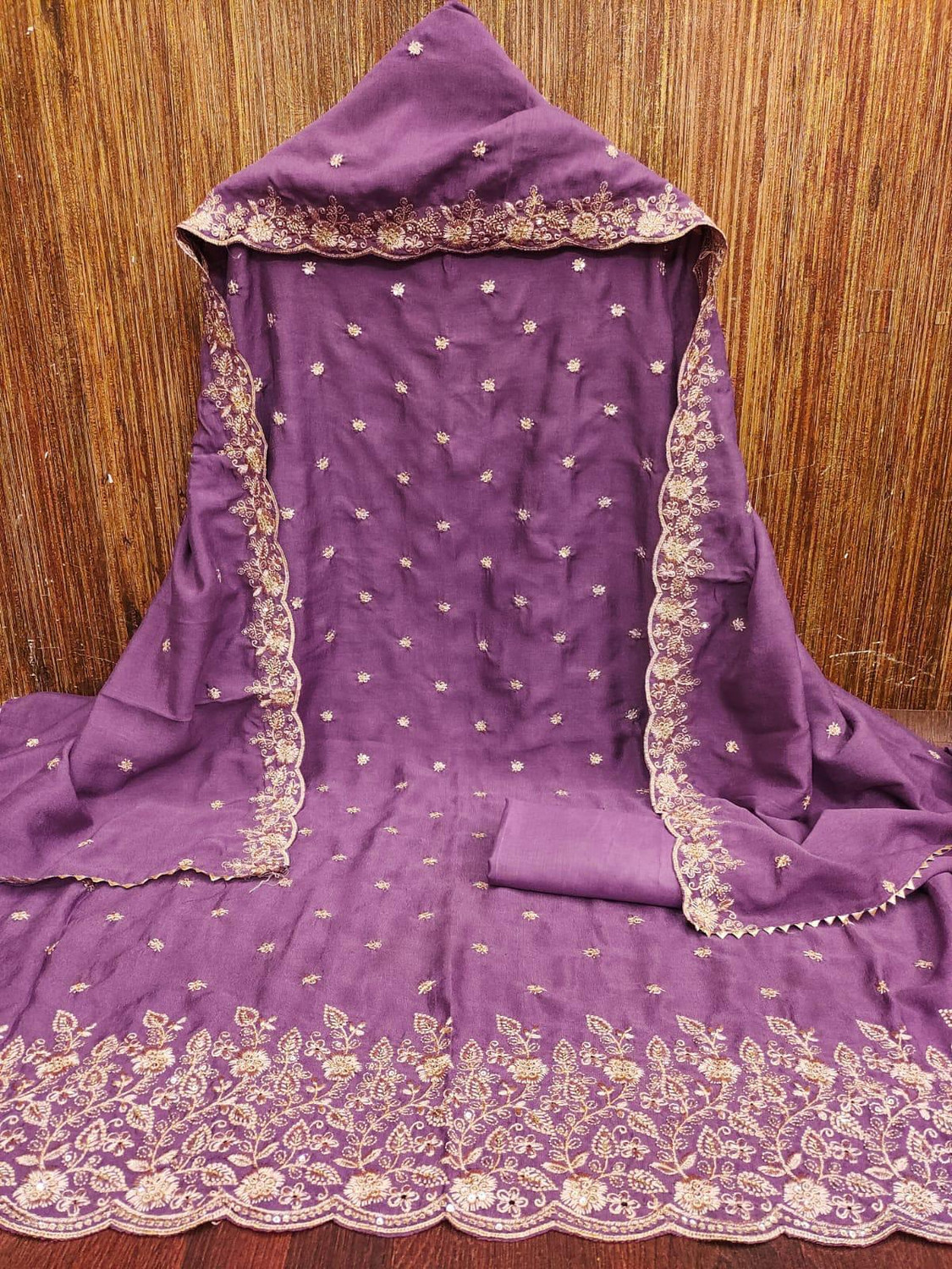 Image of TNT Silk Blend Embroidered Salwar and Dupatta Material