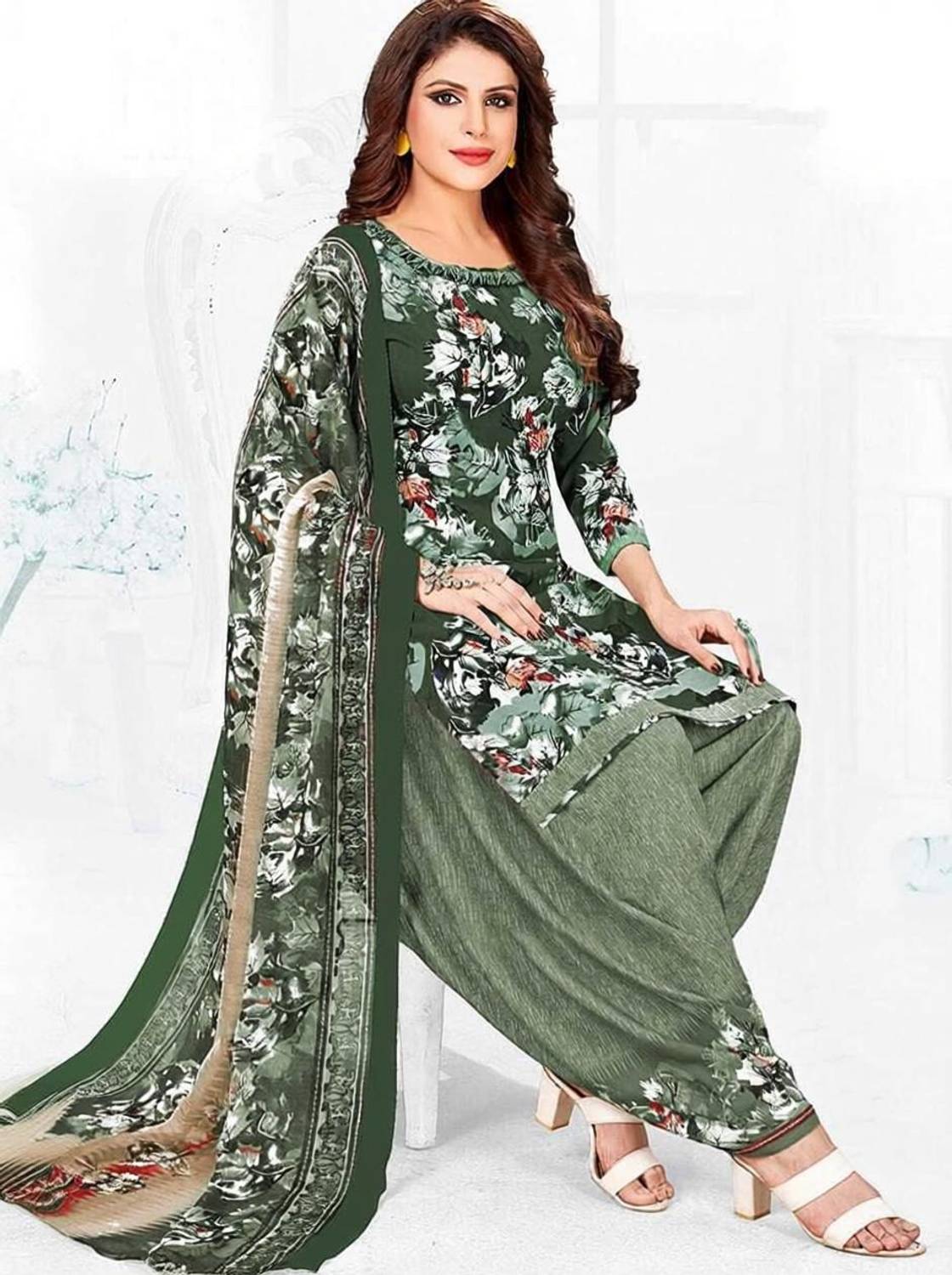 YASHIKA Crepe Printed Salwar Suit Material