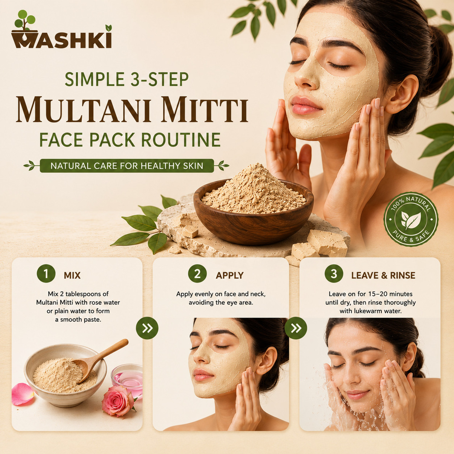 Image of MASHKI Multani Mitti 1 Kg For Glowing Skin and Hair