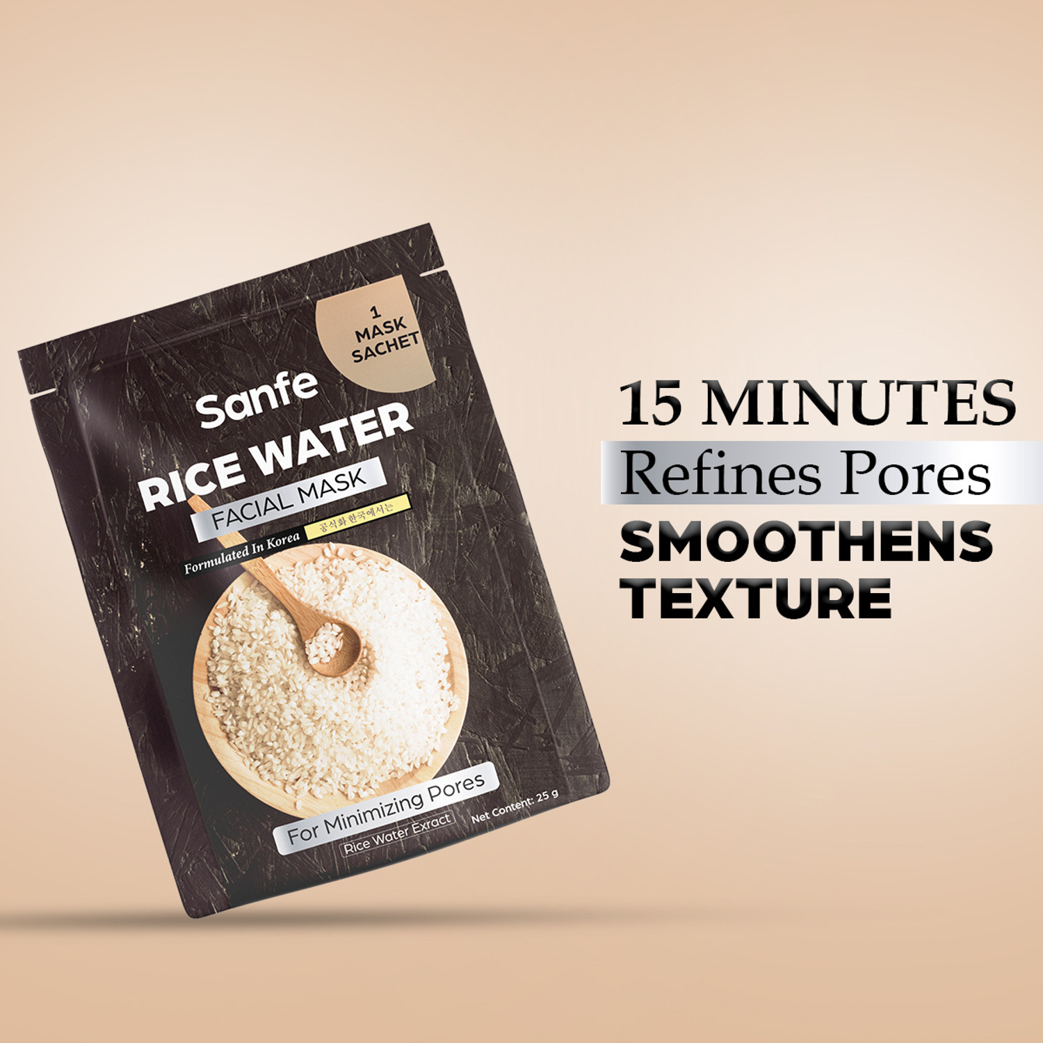 Image of Sanfe Rice Water Facial Mask | Korean Sheet Mask For Brightening & Hydrating Skin
