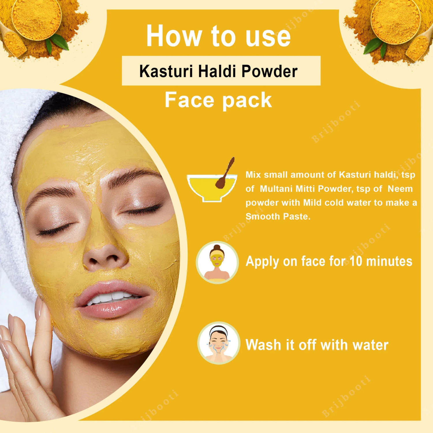 Image of Pure Jangali Organics Wild Turmeric Face Pack Powder / Kasturi Manjal / Haldi / Musk (100 g)
