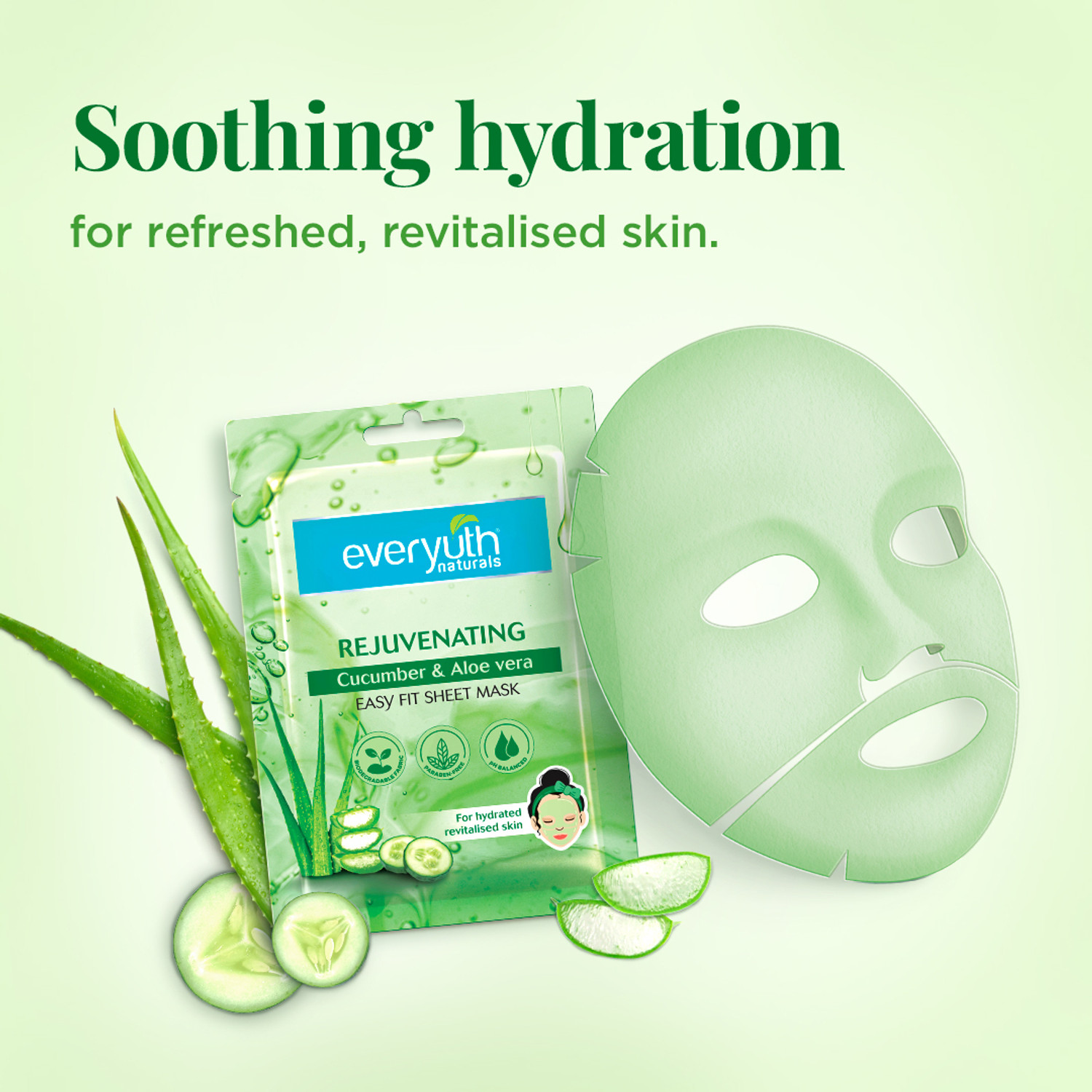 Image of Everyuth Naturals Rejuvenating Cucumber and Aloe VeraSheet Mask.