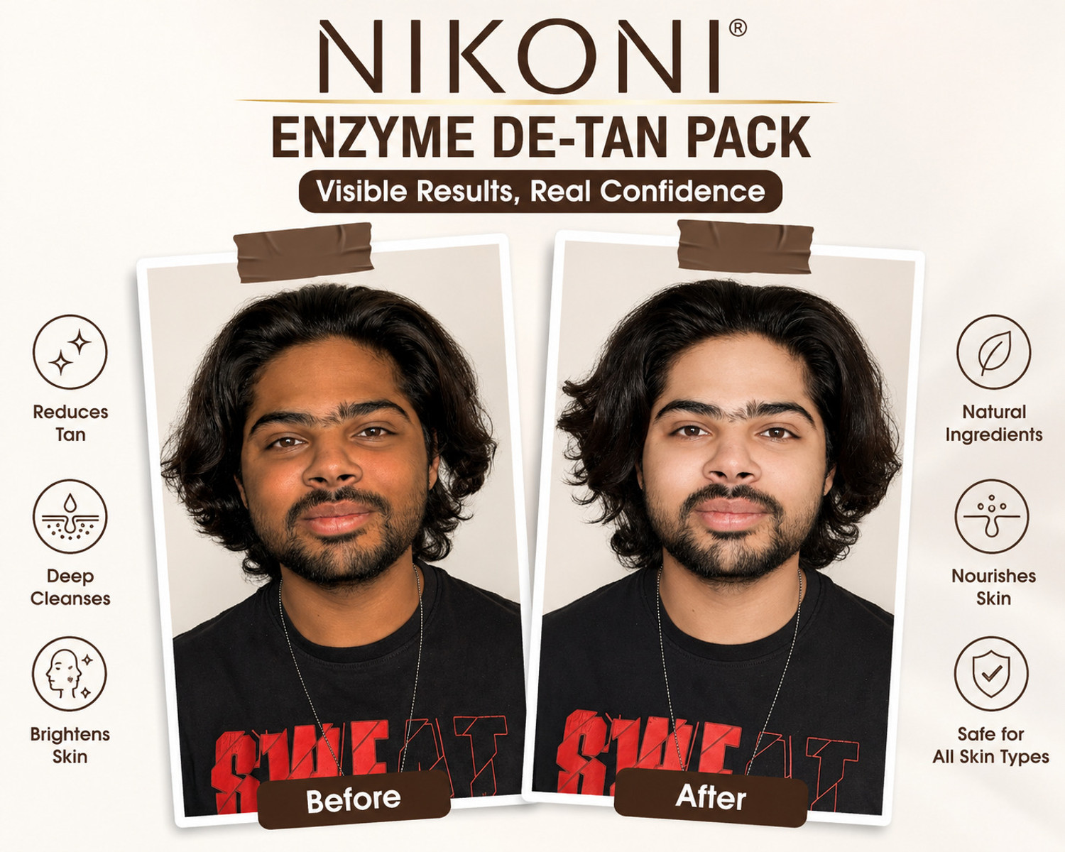 Image of Nikoni Men Enzyme De-Tan Pack For Face & Body (299.00g)