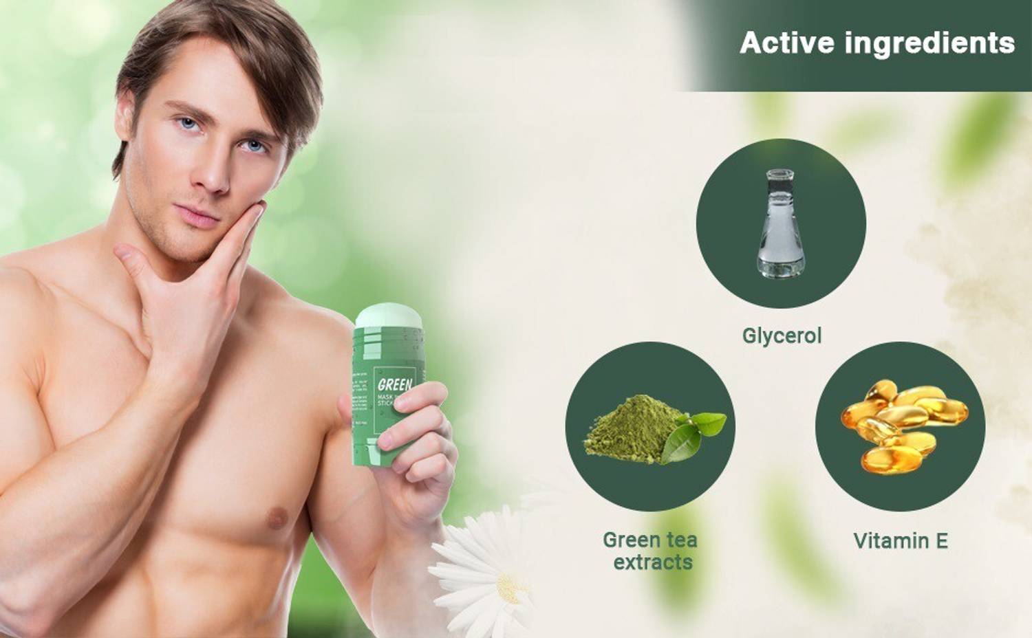 ADJD Green Tea Mask for Face, Blackhead Remover with Green Tea Extract, Deep Pore Cleansing, Moisturizing, Skin Brightening, Removes Blackheads for All Skin Types of Men and Women