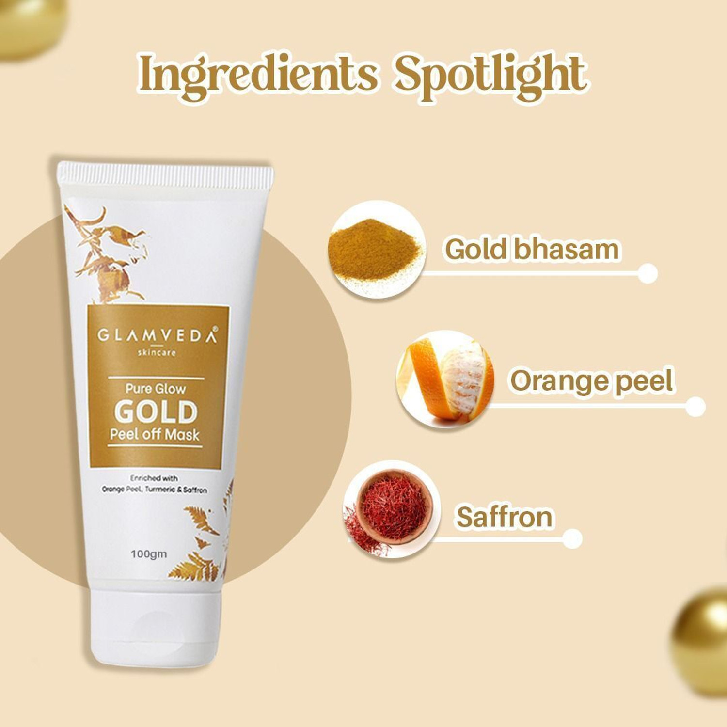 Image of GLAMVEDA Rice & Ceramide & Pure Glow Gold Brightening & Moisturizing Peel Off Face Mask