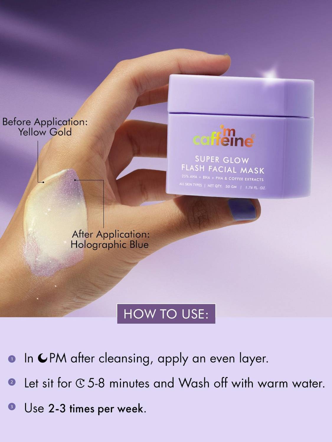 Super Glow Flash Facial 25% AHA+BHA+PHA Mask | Instant Brightening in 5 Mins - Image 3