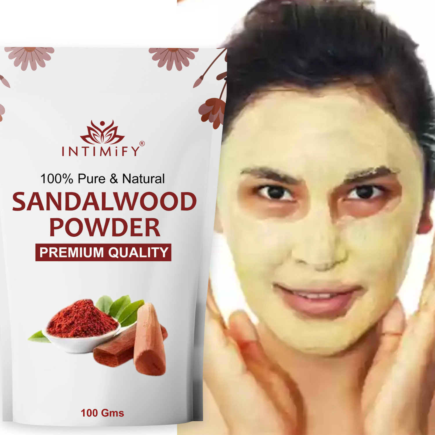 Image of INTIMIFY Sandalwood Powder Face Pack, Chandan Powder For Face Care