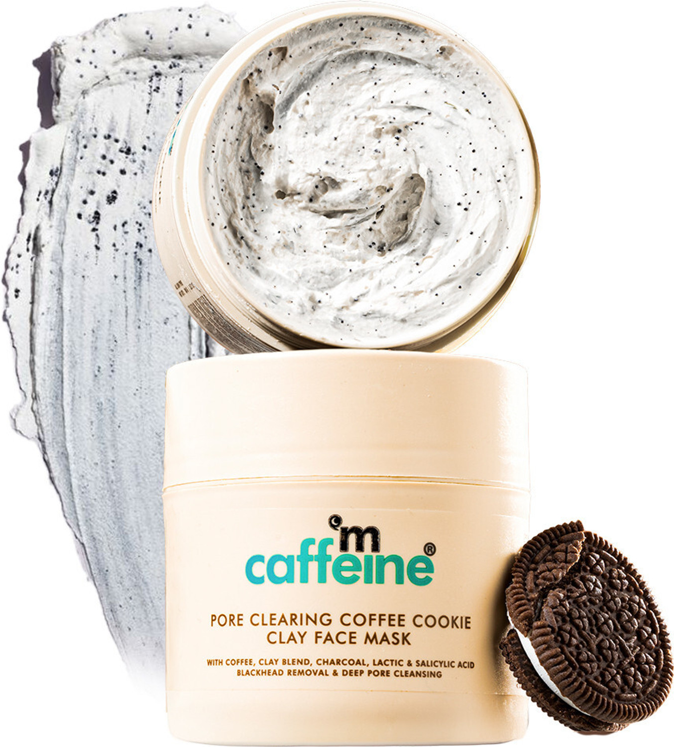 Image of mCaffeine Pore Cleanse Coffee Cookie Detan Face Mask | 9% AHA BHA, 3% Charcoal Face Pack